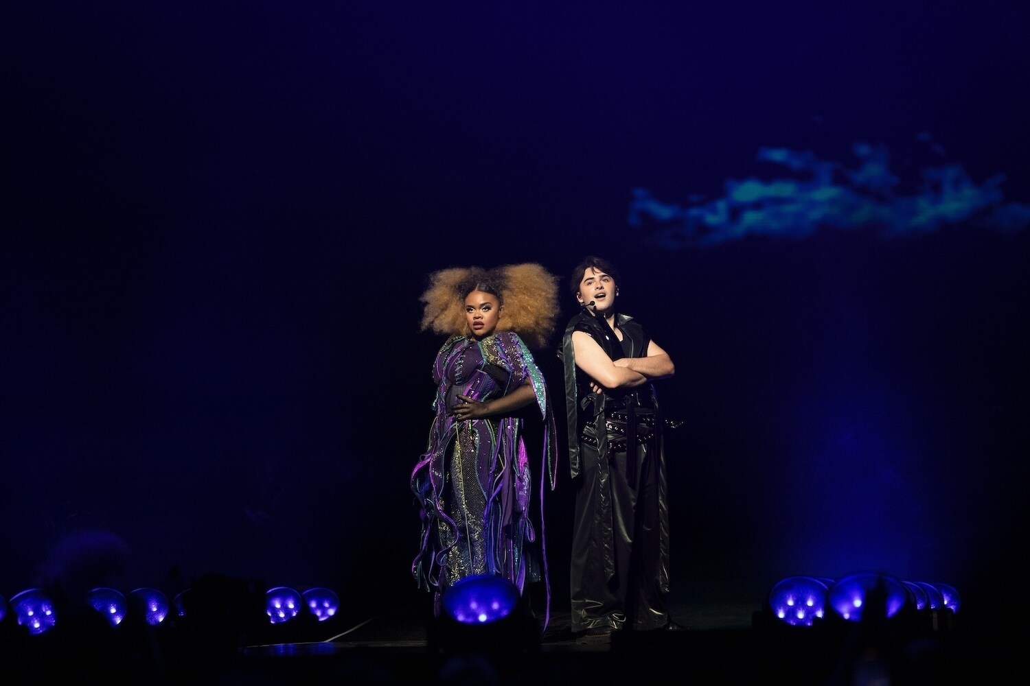 DESCENDANTS / ZOMBIES WORLDS COLLIDE - Anaheim show. (Disney/Kayla Delaura) DARA RENEÉ, JOSHUA COLLEY