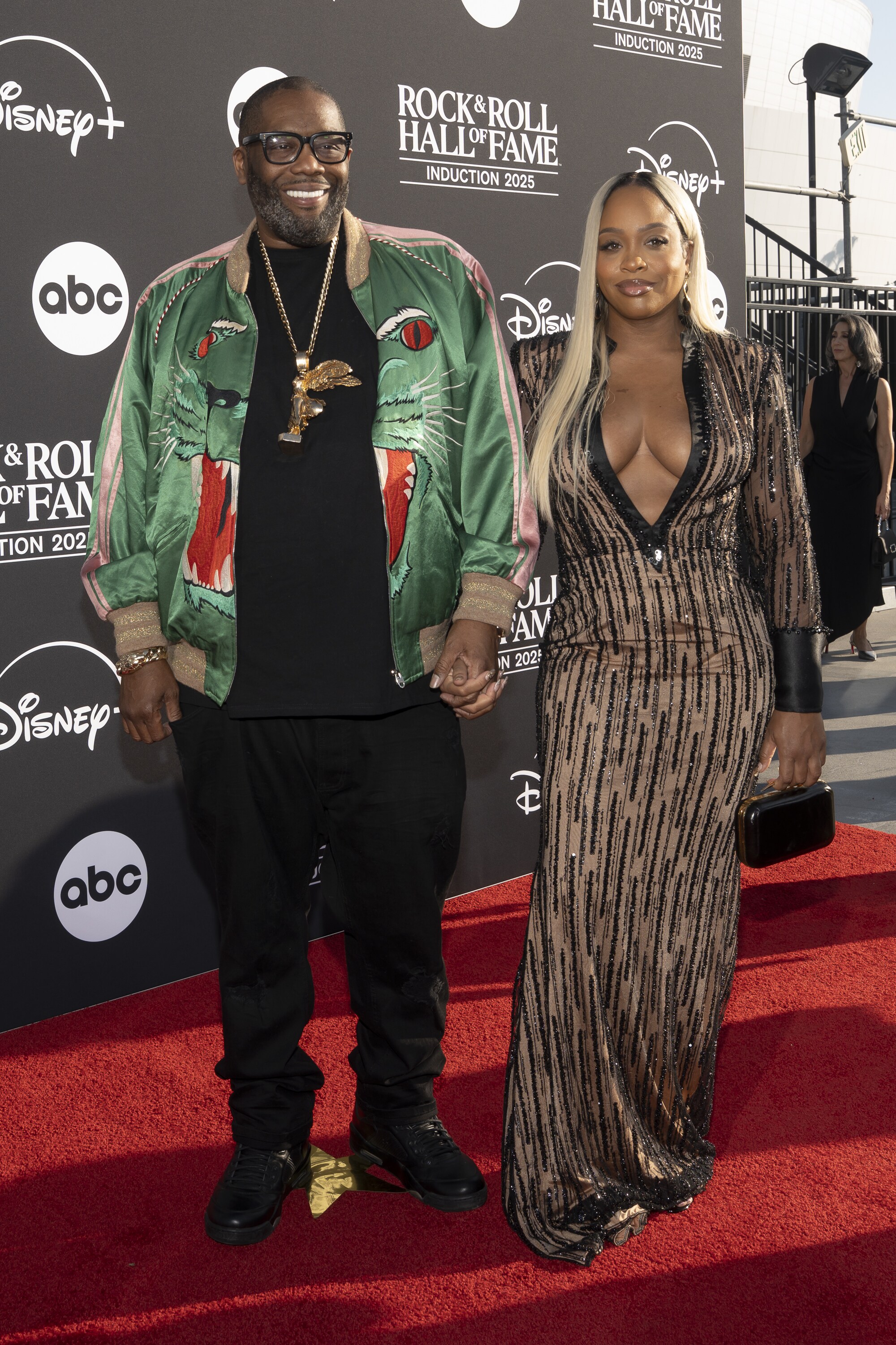 ROCK & ROLL HALL OF FAME 2025 INDUCTION CEREMONY – The 2025 Rock & Roll Hall of Fame Induction Ceremony, with once-in-a-lifetime performances and collaborations paying tribute to the iconic, generation-defining inductees, will be broadcast live coast to coast from Los Angeles on SATURDAY, NOV. 8 (8:00 p.m. EDT) on Disney+. (Disney/Cristian Lopez)  KILLER MIKE, SHANA RENDER 