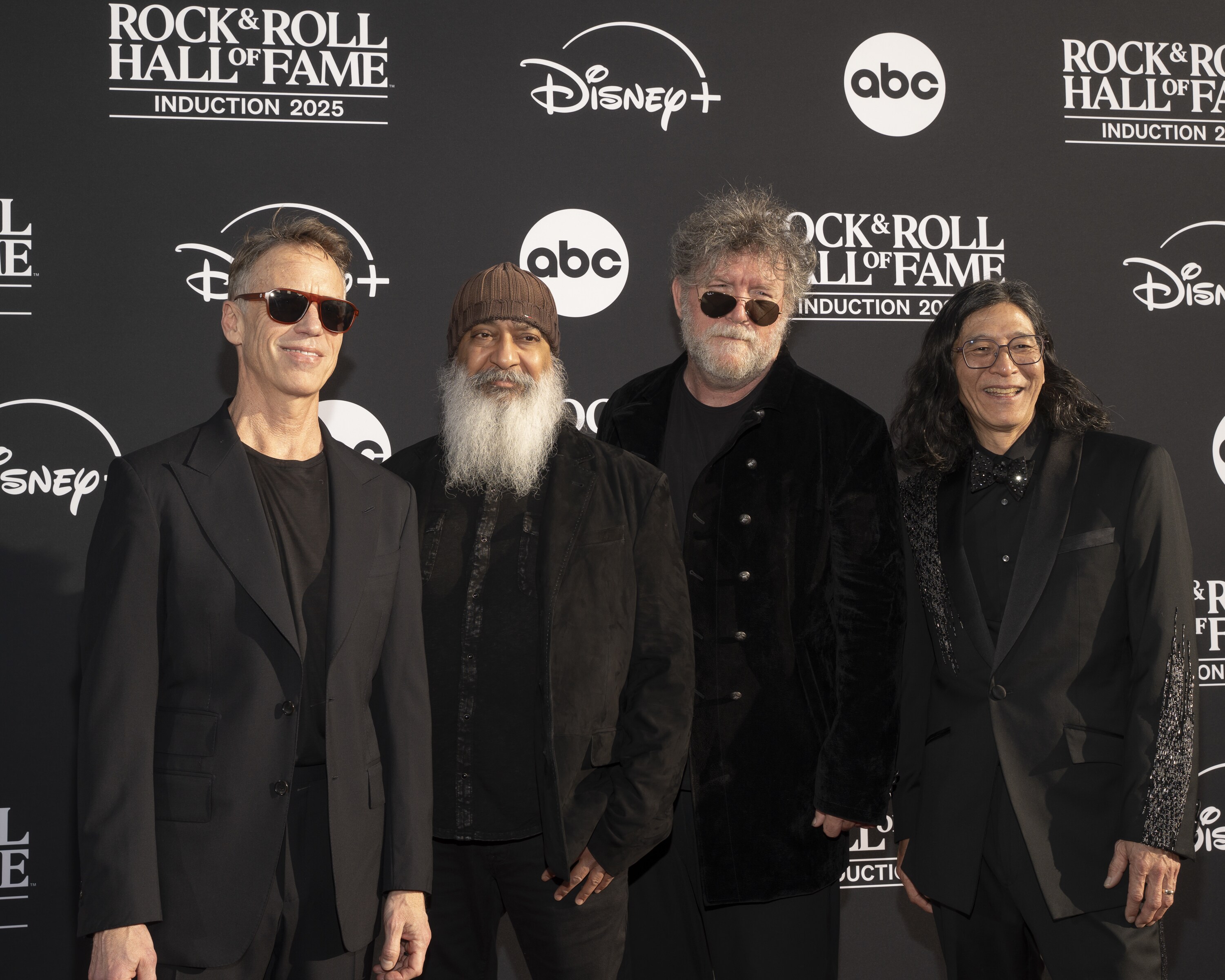 ROCK & ROLL HALL OF FAME 2025 INDUCTION CEREMONY – The 2025 Rock & Roll Hall of Fame Induction Ceremony, with once-in-a-lifetime performances and collaborations paying tribute to the iconic, generation-defining inductees, will be broadcast live coast to coast from Los Angeles on SATURDAY, NOV. 8 (8:00 p.m. EDT) on Disney+. (Disney/Cristian Lopez)  MATT CAMERON, KIM THAYIL, BEN SHEPHERD, HIRO YAMAMOTO 