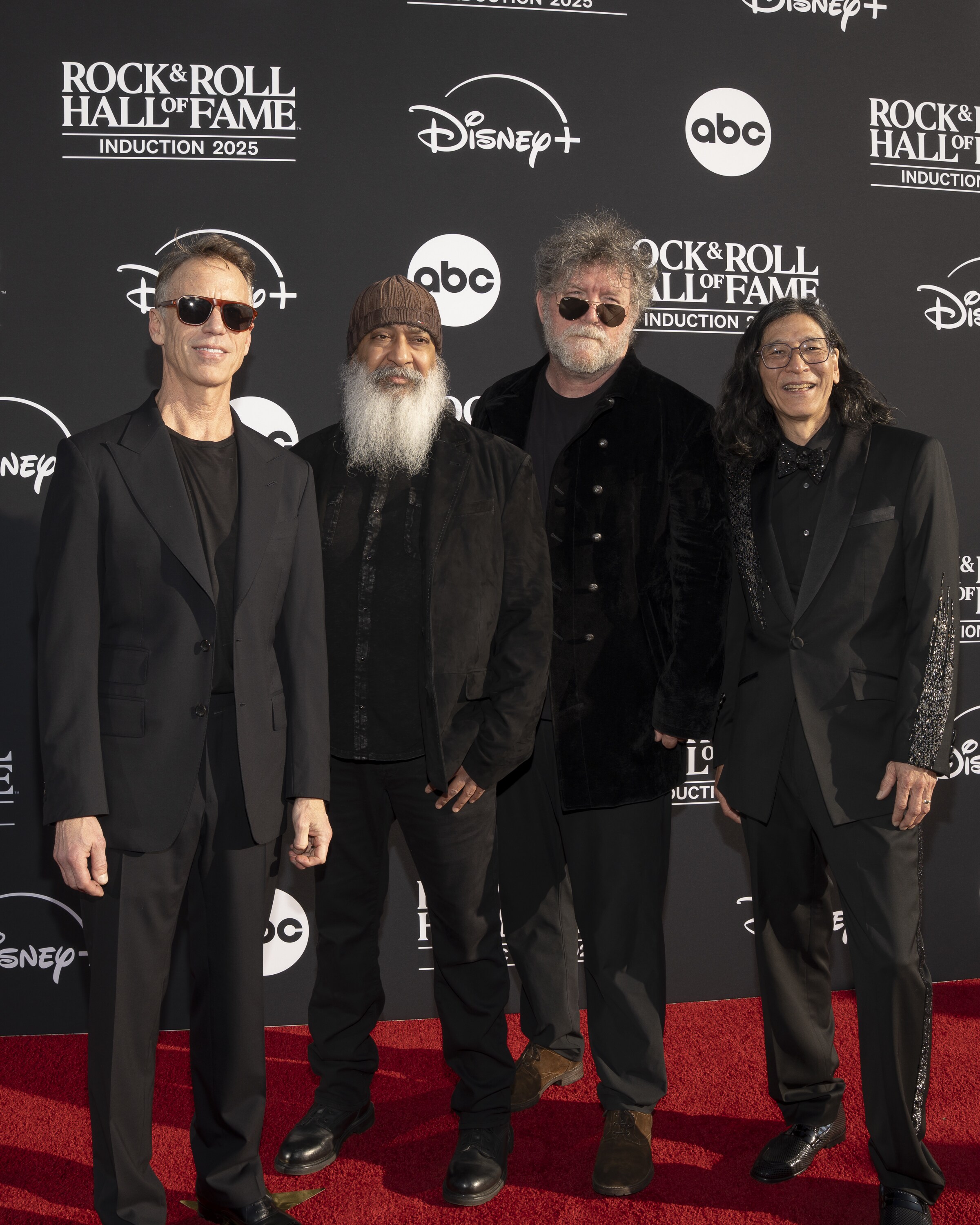 ROCK & ROLL HALL OF FAME 2025 INDUCTION CEREMONY – The 2025 Rock & Roll Hall of Fame Induction Ceremony, with once-in-a-lifetime performances and collaborations paying tribute to the iconic, generation-defining inductees, will be broadcast live coast to coast from Los Angeles on SATURDAY, NOV. 8 (8:00 p.m. EDT) on Disney+. (Disney/Cristian Lopez)  MATT CAMERON, KIM THAYIL, BEN SHEPHERD, HIRO YAMAMOTO 