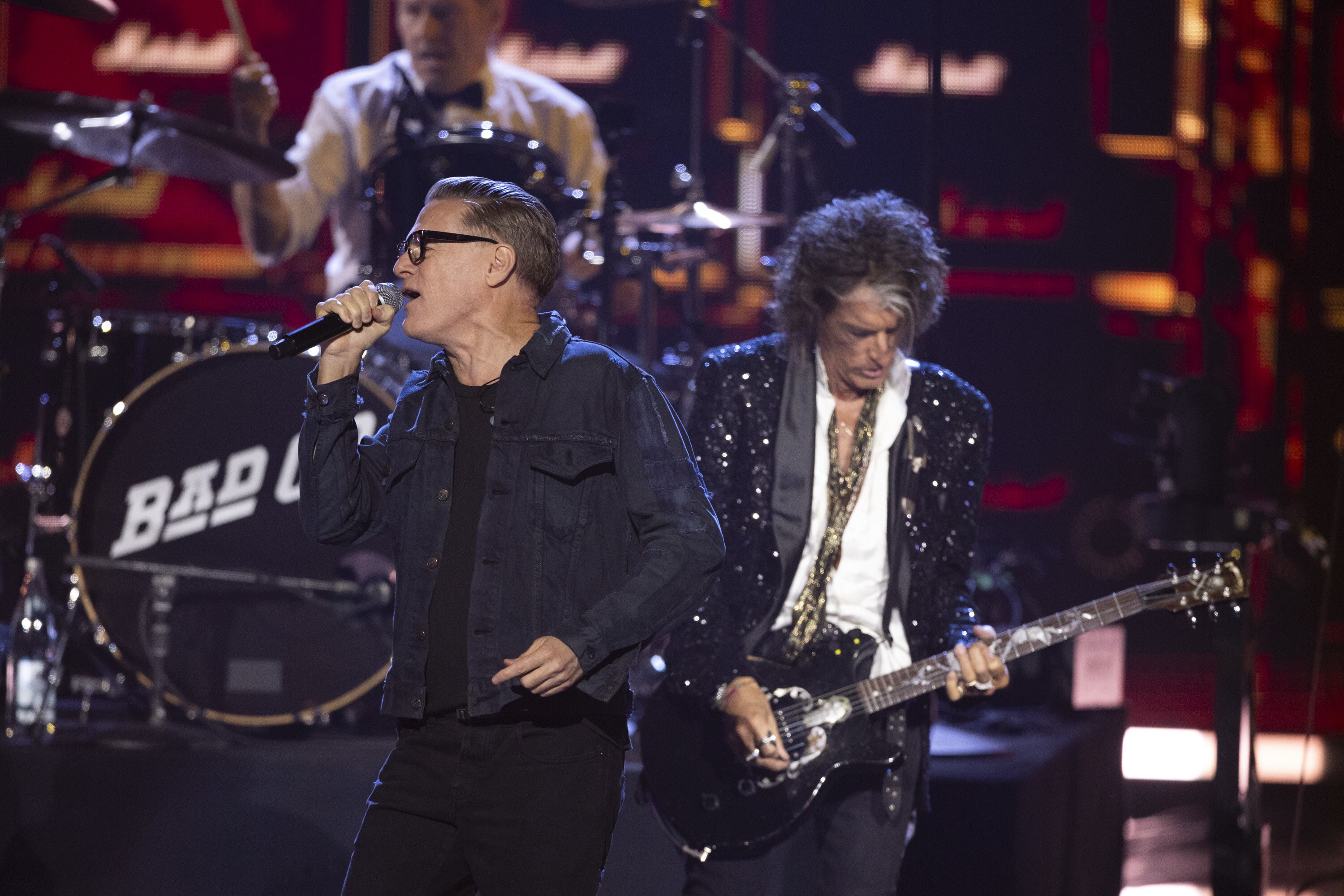 ROCK & ROLL HALL OF FAME 2025 INDUCTION CEREMONY – The 2025 Rock & Roll Hall of Fame Induction Ceremony, with once-in-a-lifetime performances and collaborations paying tribute to the iconic, generation-defining inductees, will be broadcast live coast to coast from Los Angeles on SATURDAY, NOV. 8 (8:00 p.m. EDT) on Disney+. (Disney/Frank Micelotta)  BRYAN ADAMS, JOE PERRY 