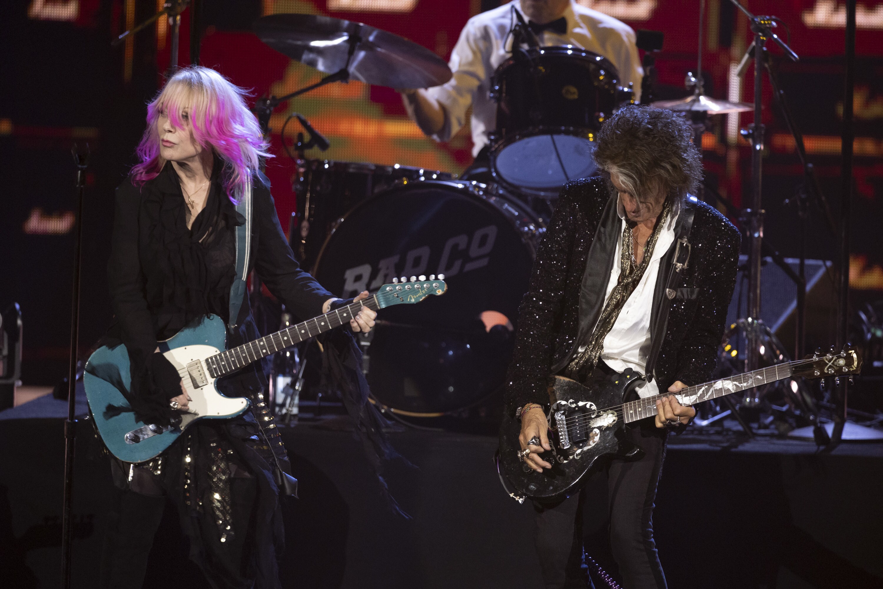 ROCK & ROLL HALL OF FAME 2025 INDUCTION CEREMONY – The 2025 Rock & Roll Hall of Fame Induction Ceremony, with once-in-a-lifetime performances and collaborations paying tribute to the iconic, generation-defining inductees, will be broadcast live coast to coast from Los Angeles on SATURDAY, NOV. 8 (8:00 p.m. EDT) on Disney+. (Disney/Frank Micelotta)  NANCY WILSON, JOE PERRY 