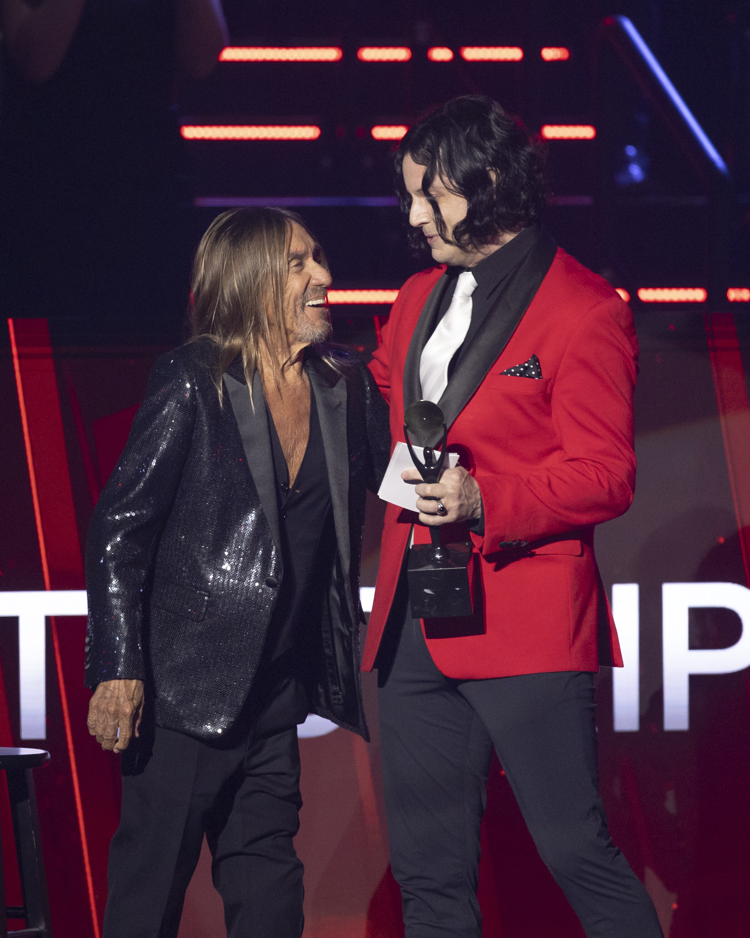 ROCK & ROLL HALL OF FAME 2025 INDUCTION CEREMONY – The 2025 Rock & Roll Hall of Fame Induction Ceremony, with once-in-a-lifetime performances and collaborations paying tribute to the iconic, generation-defining inductees, will be broadcast live coast to coast from Los Angeles on SATURDAY, NOV. 8 (8:00 p.m. EDT) on Disney+. (Disney/Frank Micelotta)  IGGY POP, JACK WHITE 