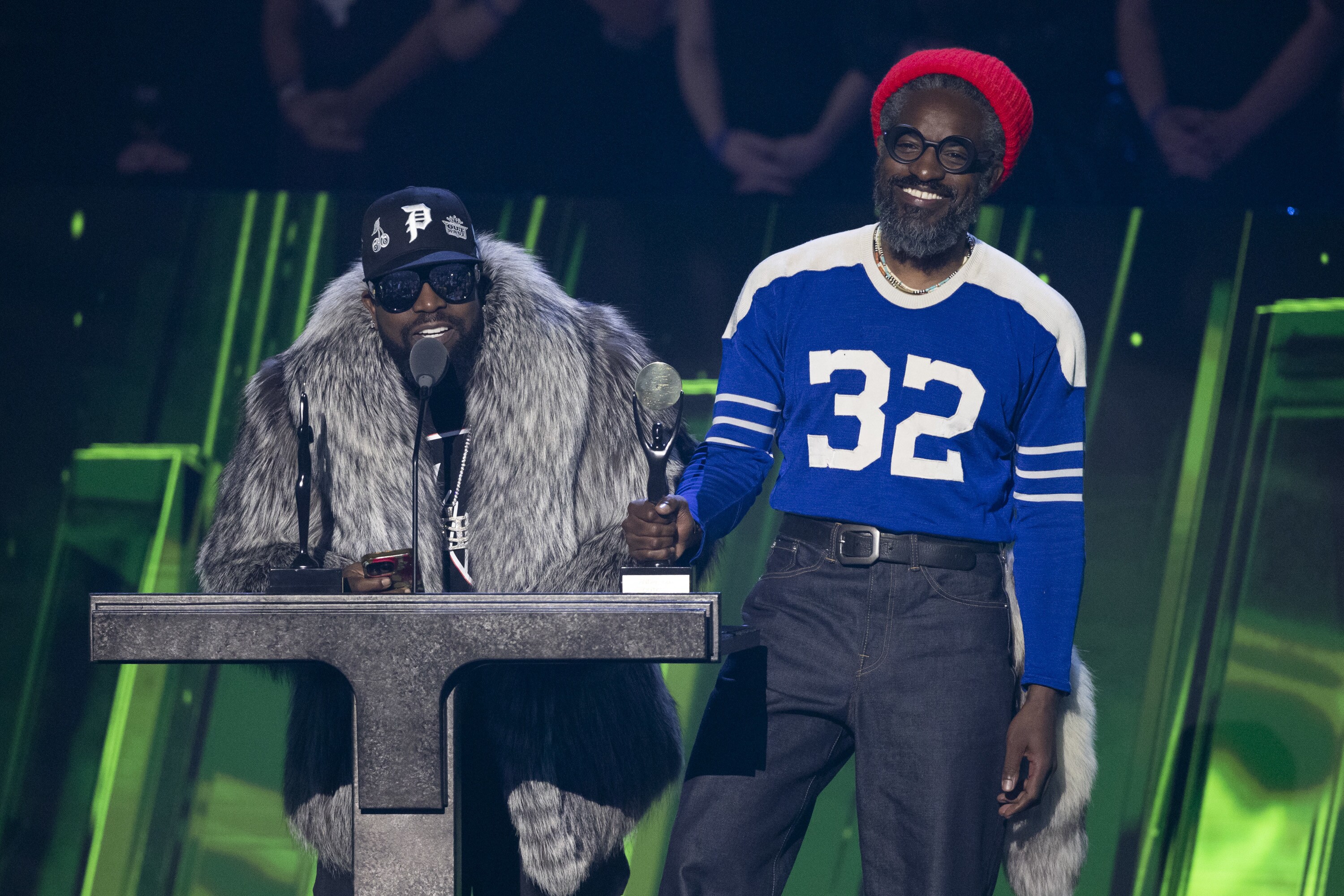 ROCK & ROLL HALL OF FAME 2025 INDUCTION CEREMONY – The 2025 Rock & Roll Hall of Fame Induction Ceremony, with once-in-a-lifetime performances and collaborations paying tribute to the iconic, generation-defining inductees, will be broadcast live coast to coast from Los Angeles on SATURDAY, NOV. 8 (8:00 p.m. EDT) on Disney+. (Disney/Frank Micelotta)  BIG BOI, ANDRÉ 3000 