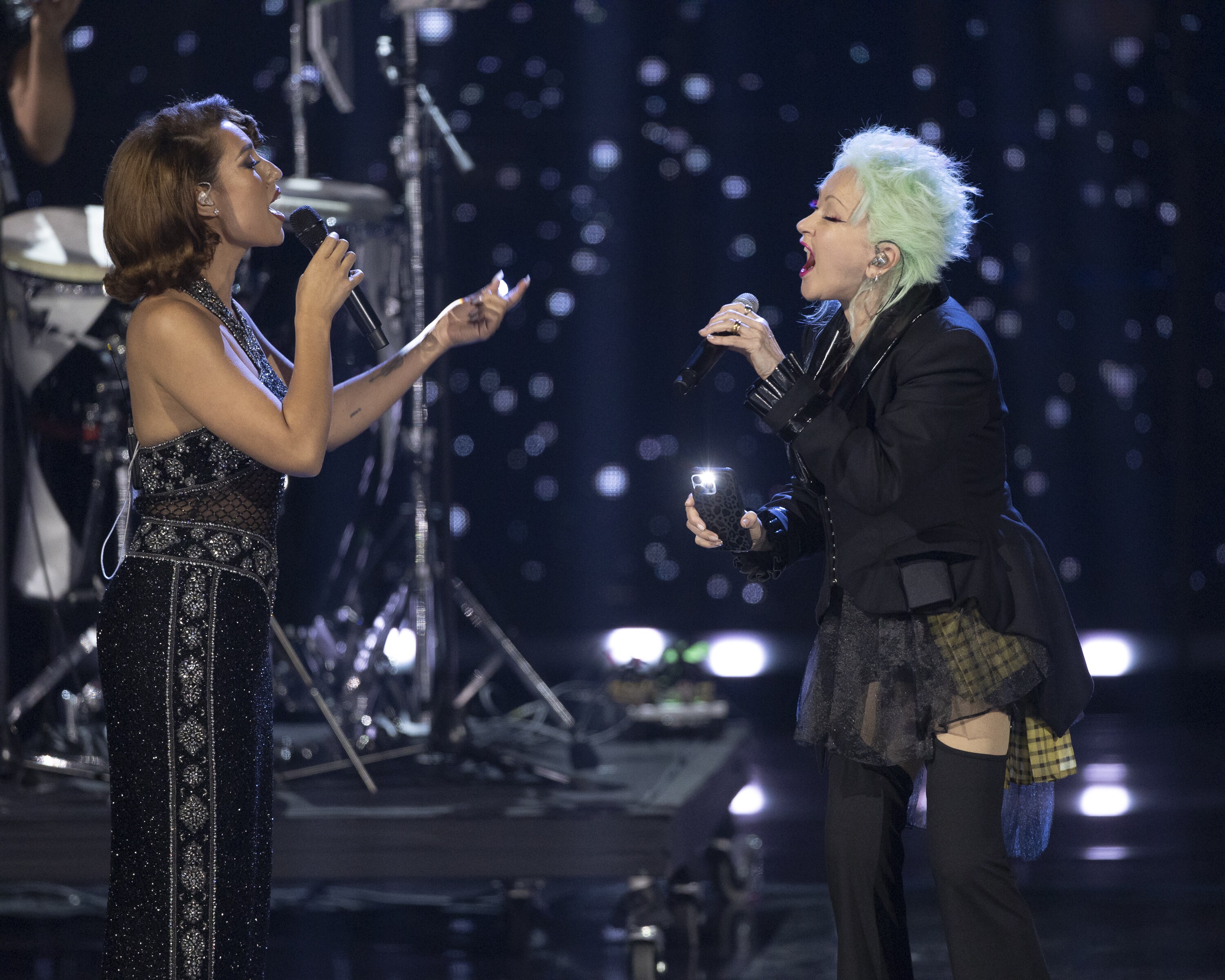 ROCK & ROLL HALL OF FAME 2025 INDUCTION CEREMONY – The 2025 Rock & Roll Hall of Fame Induction Ceremony, with once-in-a-lifetime performances and collaborations paying tribute to the iconic, generation-defining inductees, will be broadcast live coast to coast from Los Angeles on SATURDAY, NOV. 8 (8:00 p.m. EDT) on Disney+. (Disney/Frank Micelotta)  RAYE, CYNDI LAUPER 