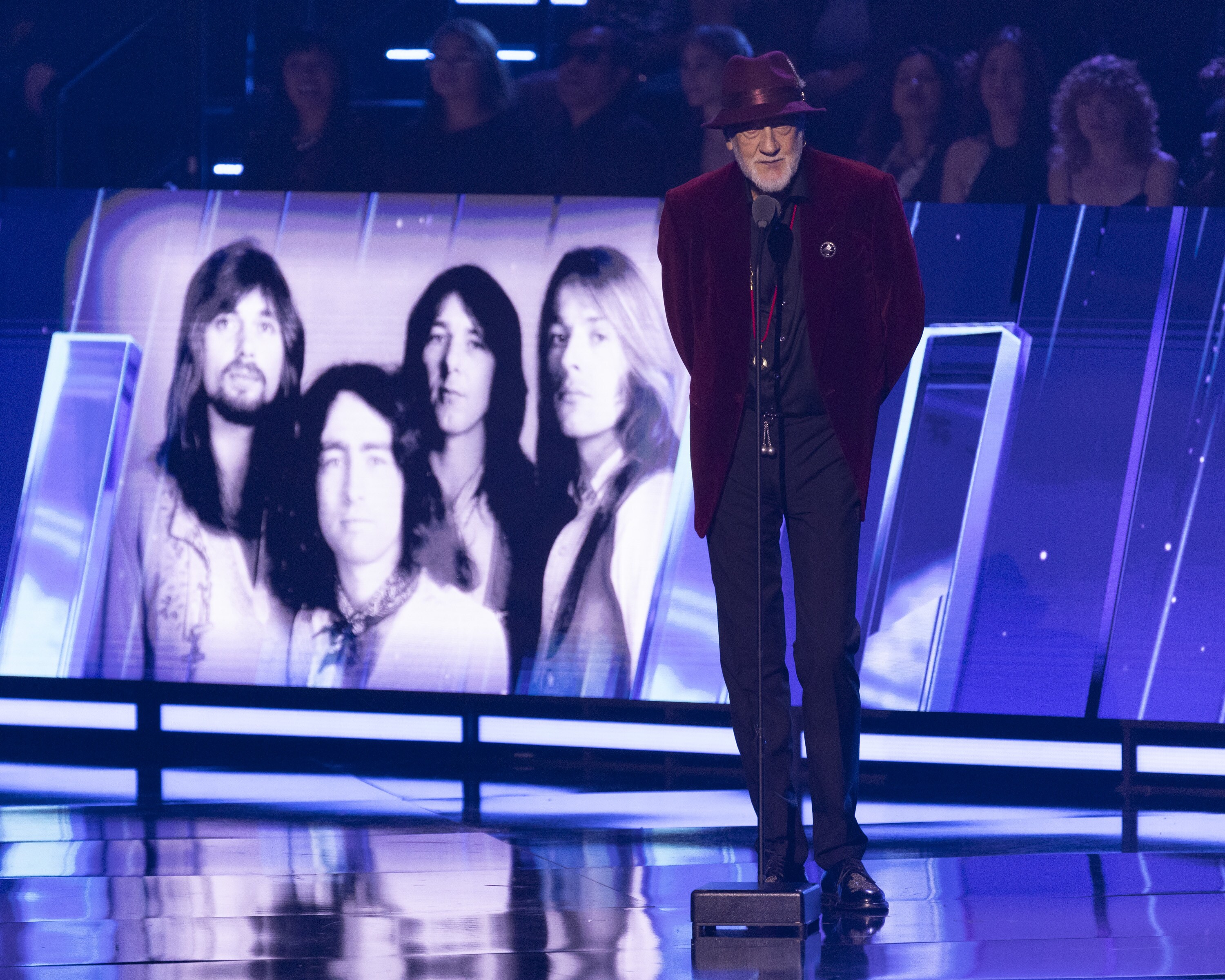 ROCK & ROLL HALL OF FAME 2025 INDUCTION CEREMONY – The 2025 Rock & Roll Hall of Fame Induction Ceremony, with once-in-a-lifetime performances and collaborations paying tribute to the iconic, generation-defining inductees, will be broadcast live coast to coast from Los Angeles on SATURDAY, NOV. 8 (8:00 p.m. EDT) on Disney+. (Disney/Frank Micelotta)  MICK FLEETWOOD 