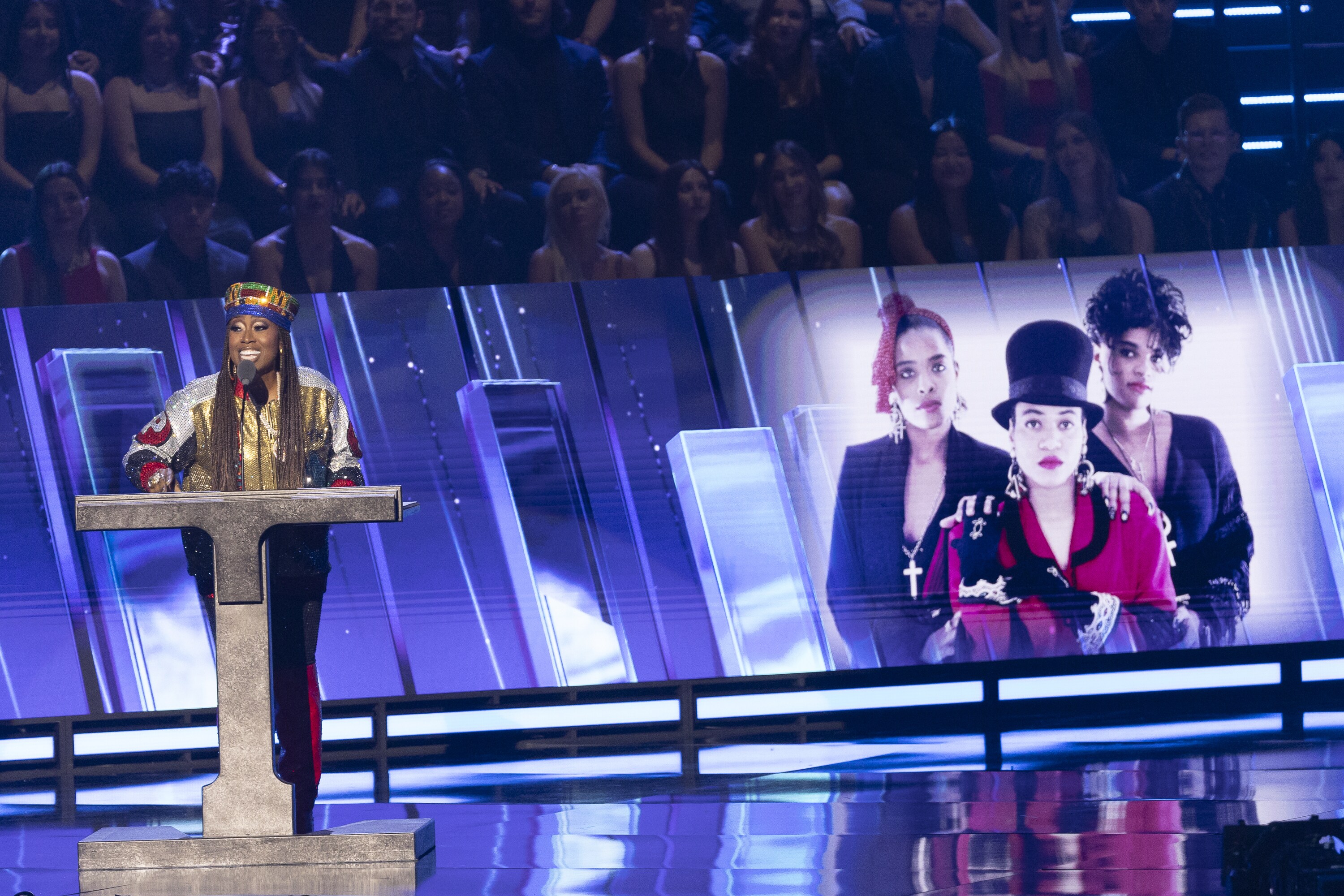 ROCK & ROLL HALL OF FAME 2025 INDUCTION CEREMONY – The 2025 Rock & Roll Hall of Fame Induction Ceremony, with once-in-a-lifetime performances and collaborations paying tribute to the iconic, generation-defining inductees, will be broadcast live coast to coast from Los Angeles on SATURDAY, NOV. 8 (8:00 p.m. EDT) on Disney+. (Disney/Frank Micelotta)  MISSY ELLIOTT  