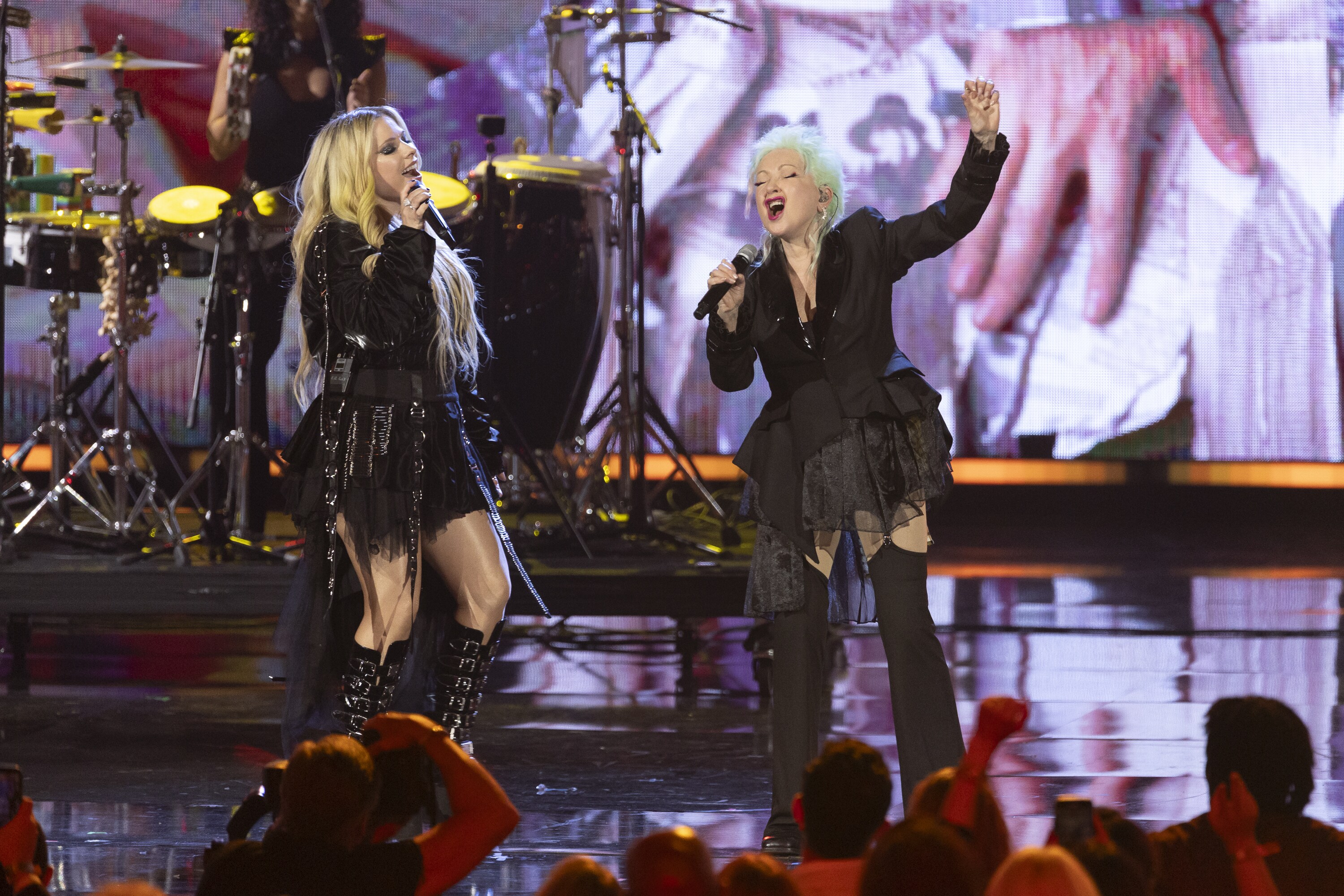 ROCK & ROLL HALL OF FAME 2025 INDUCTION CEREMONY – The 2025 Rock & Roll Hall of Fame Induction Ceremony, with once-in-a-lifetime performances and collaborations paying tribute to the iconic, generation-defining inductees, will be broadcast live coast to coast from Los Angeles on SATURDAY, NOV. 8 (8:00 p.m. EDT) on Disney+. (Disney/Frank Micelotta)  AVRIL LAVIGNE, CYNDI LAUPER 