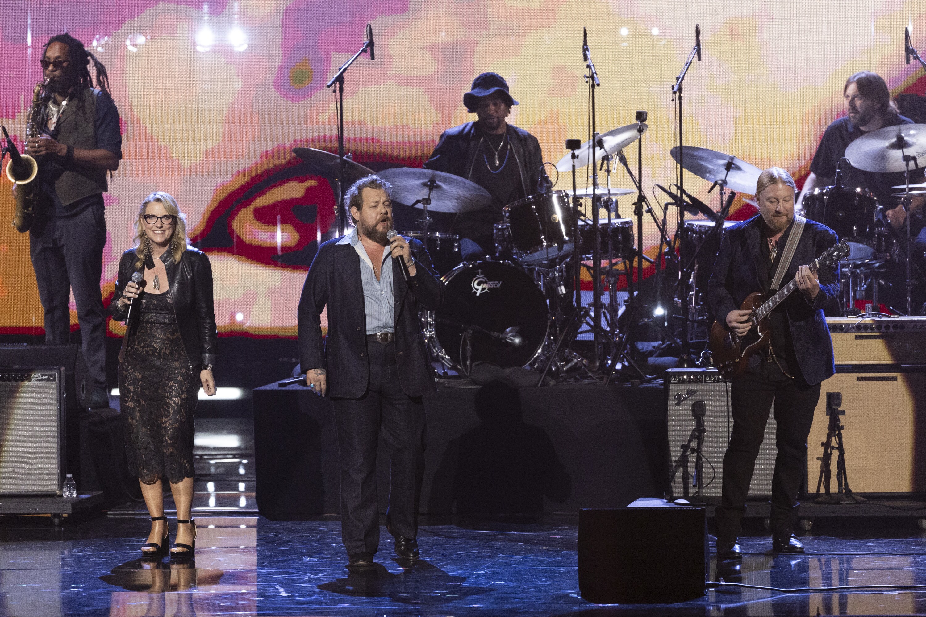 ROCK & ROLL HALL OF FAME 2025 INDUCTION CEREMONY – The 2025 Rock & Roll Hall of Fame Induction Ceremony, with once-in-a-lifetime performances and collaborations paying tribute to the iconic, generation-defining inductees, will be broadcast live coast to coast from Los Angeles on SATURDAY, NOV. 8 (8:00 p.m. EDT) on Disney+. (Disney/Frank Micelotta)  SUSAN TEDESCHI, NATHANIEL RATELIFF, DEREK TRUCKS 