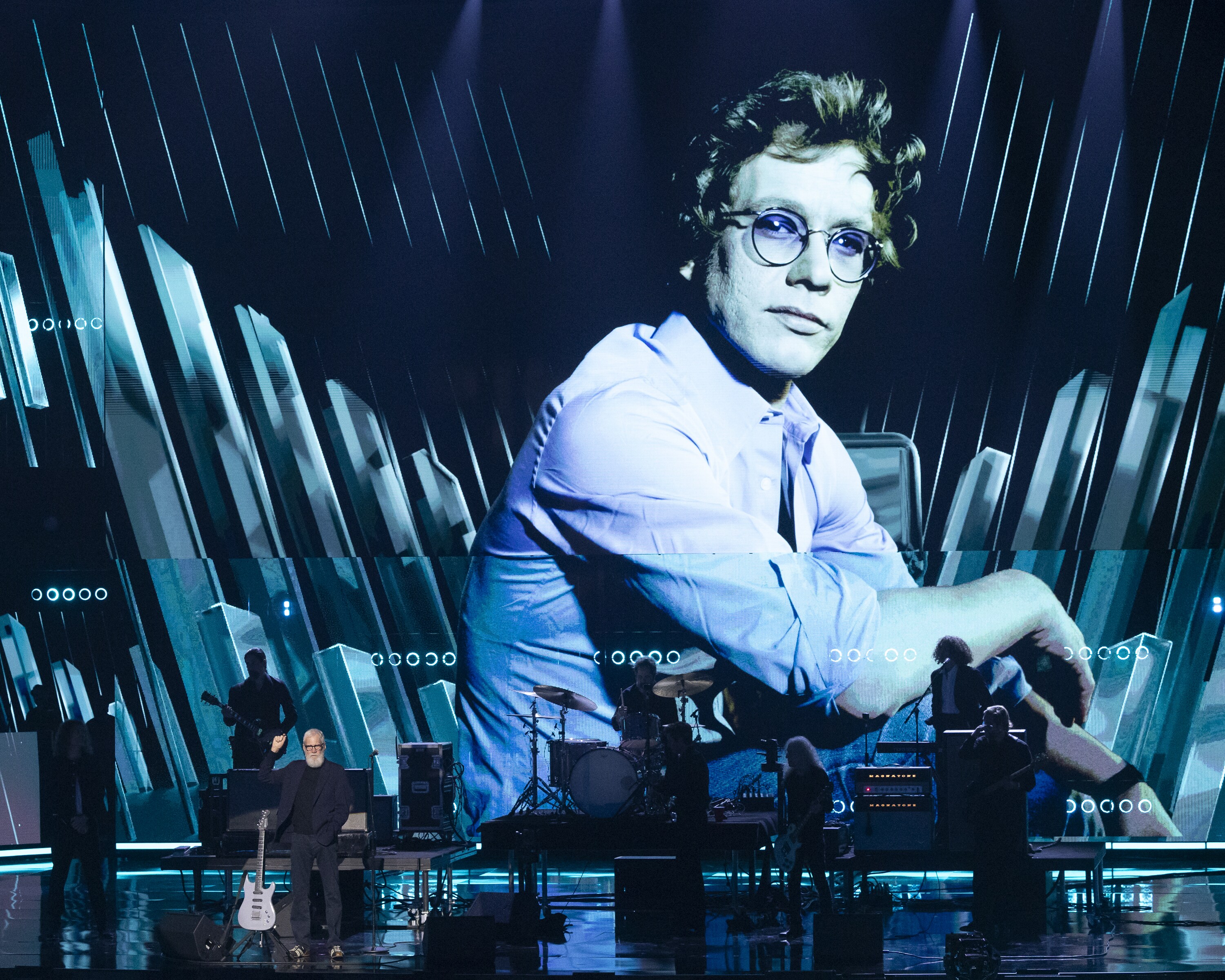 ROCK & ROLL HALL OF FAME 2025 INDUCTION CEREMONY – The 2025 Rock & Roll Hall of Fame Induction Ceremony, with once-in-a-lifetime performances and collaborations paying tribute to the iconic, generation-defining inductees, will be broadcast live coast to coast from Los Angeles on SATURDAY, NOV. 8 (8:00 p.m. EDT) on Disney+. (Disney/Frank Micelotta)  DAVID LETTERMAN 