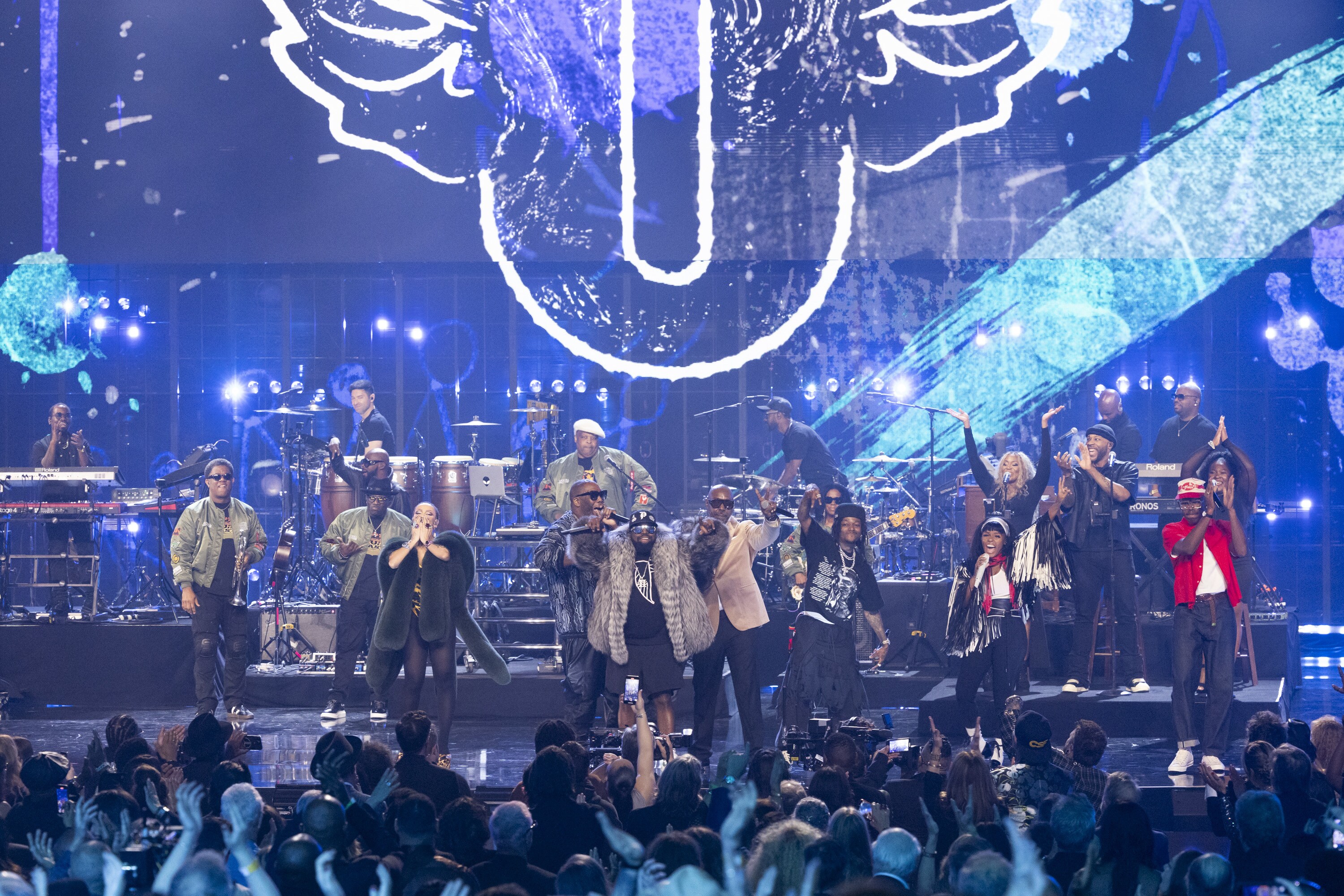 ROCK & ROLL HALL OF FAME 2025 INDUCTION CEREMONY – The 2025 Rock & Roll Hall of Fame Induction Ceremony, with once-in-a-lifetime performances and collaborations paying tribute to the iconic, generation-defining inductees, will be broadcast live coast to coast from Los Angeles on SATURDAY, NOV. 8 (8:00 p.m. EDT) on Disney+. (Disney/Frank Micelotta)  DOJA CAT, KILLER MIKE, BIG BOI, SLEEPY BROWN, JID, JANELLE MONÁE, TYLER, THE CREATOR 