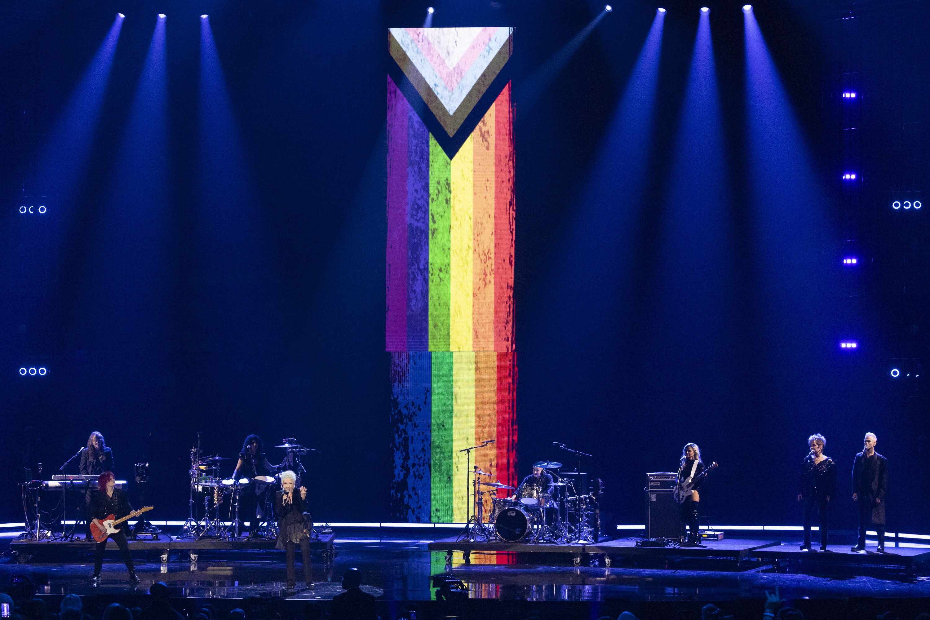 ROCK & ROLL HALL OF FAME 2025 INDUCTION CEREMONY – The 2025 Rock & Roll Hall of Fame Induction Ceremony, with once-in-a-lifetime performances and collaborations paying tribute to the iconic, generation-defining inductees, will be broadcast live coast to coast from Los Angeles on SATURDAY, NOV. 8 (8:00 p.m. EDT) on Disney+. (Disney/Frank Micelotta)  CYNDI LAUPER 