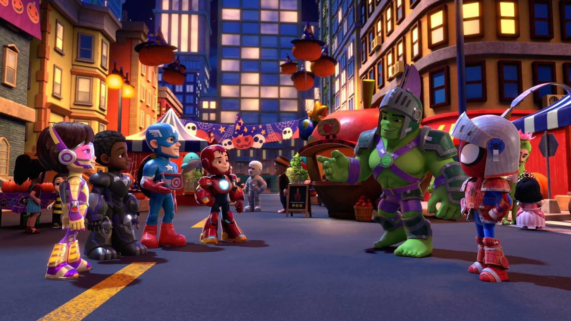 MARVEL’S SPIDEY AND HIS AMAZING FRIENDS - “Spidey and the Avengers: Halloween Team-Up!” (Disney) THE WASP, T’CHALLA, CAPTAIN AMERICA, TONY STARK, HULK, PETER PARKER