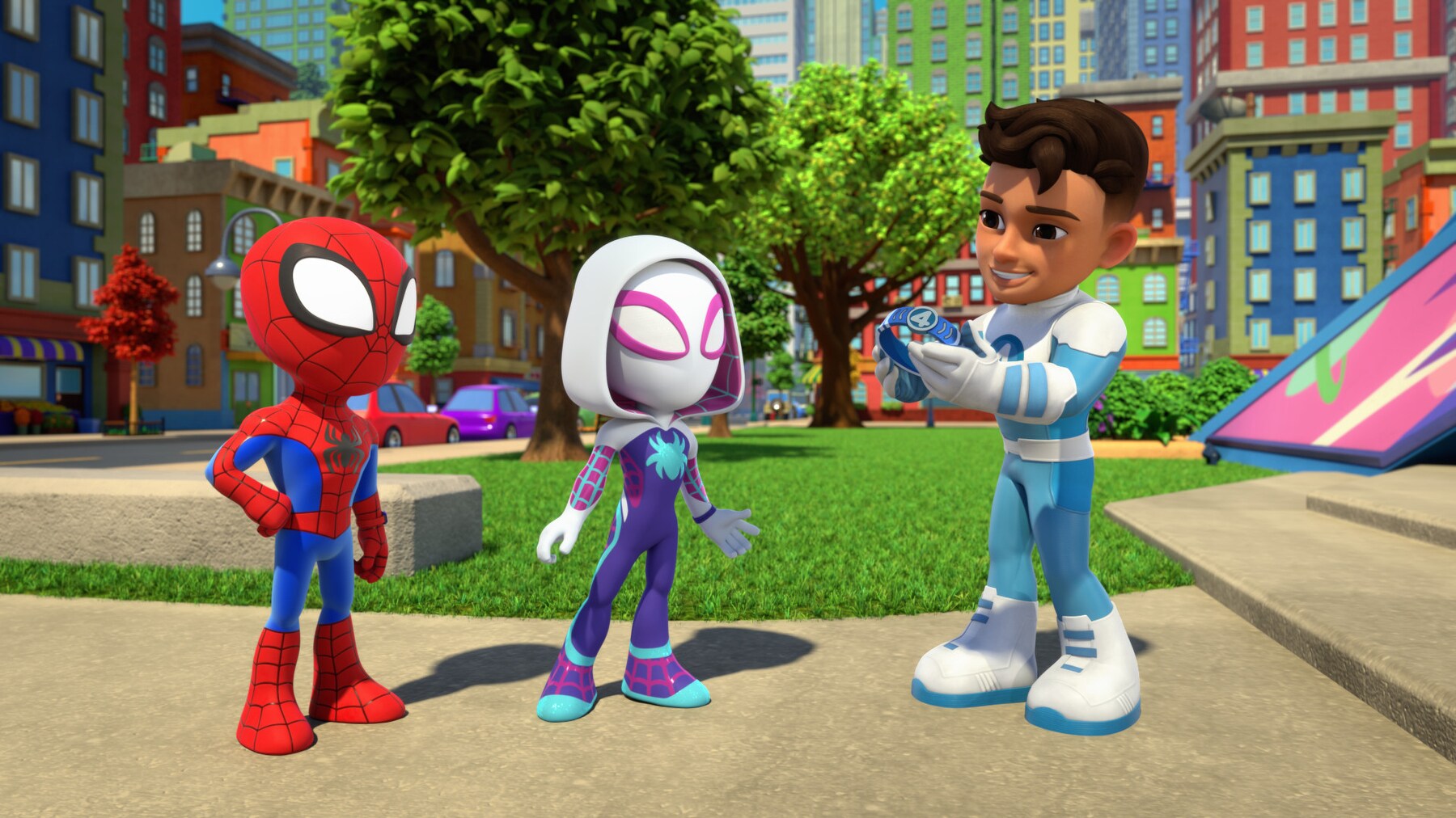 MARVEL’S SPIDEY AND HIS AMAZING FRIENDS - “Super Cat” (Disney) PETER PARKER, GWEN STACY, MR. FANTASTIC