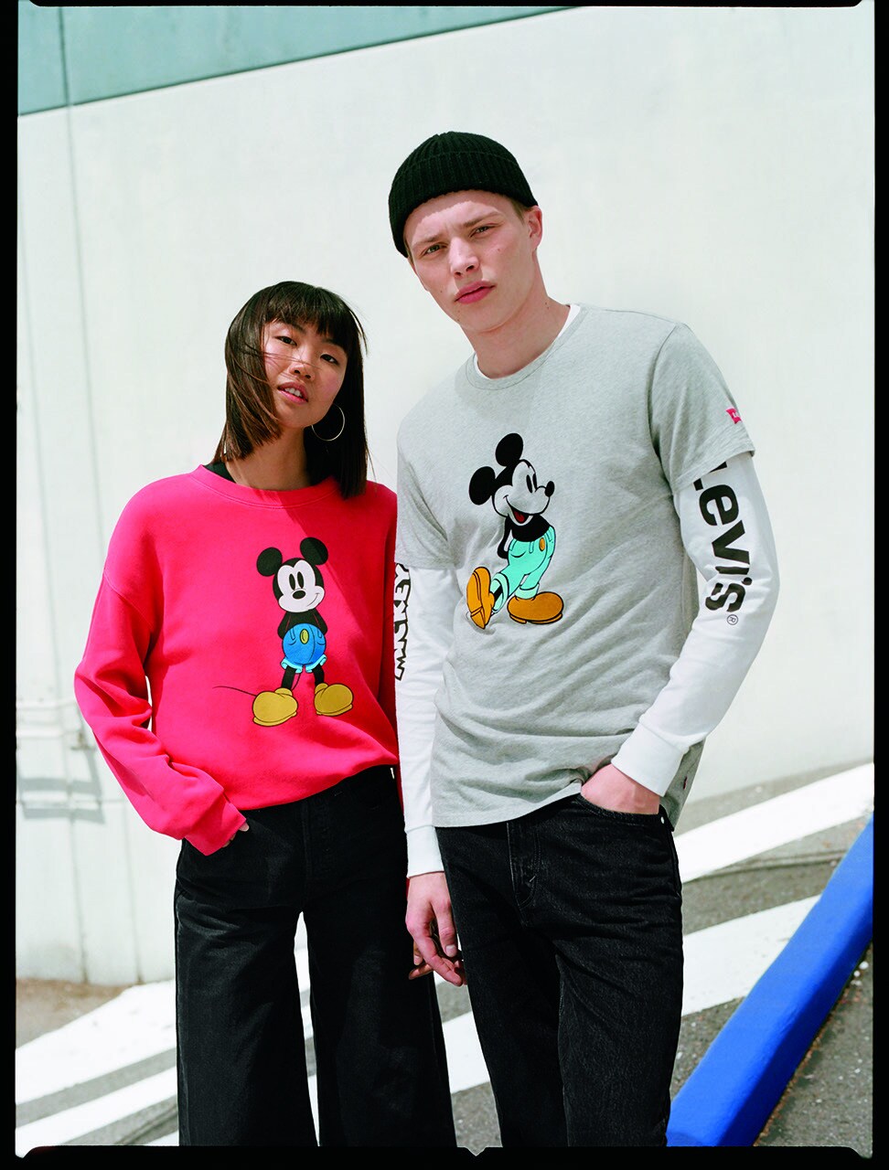 Levi Mickey Mouse themed sweat shirts and tee