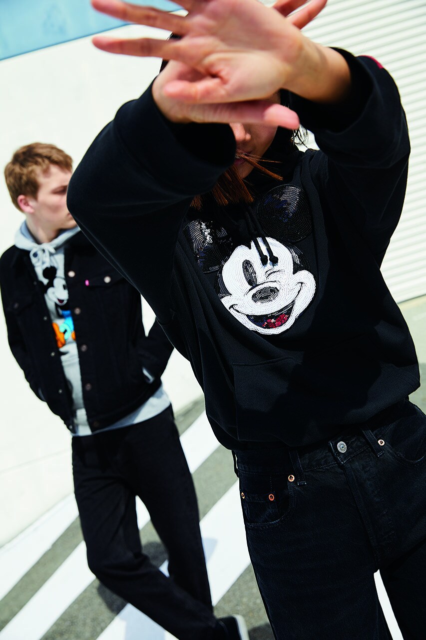 Levi Mickey Mouse themed black hoodie