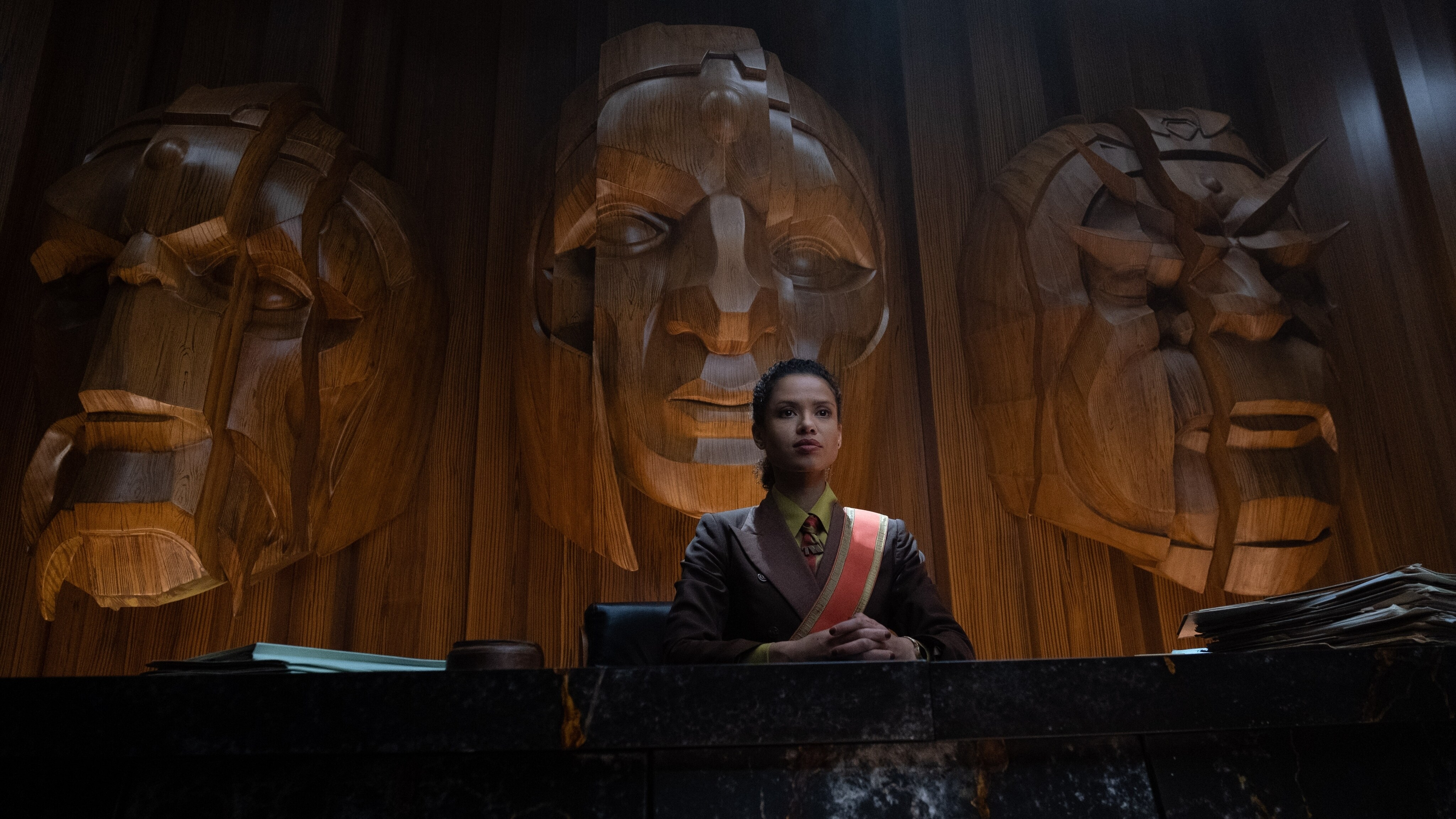Judge Renslayer (Gugu Mbatha-Raw) in Marvel Studios' LOKI, exclusively on Disney+. Photo by Chuck Zlotnick. ©Marvel Studios 2021. All Rights Reserved.