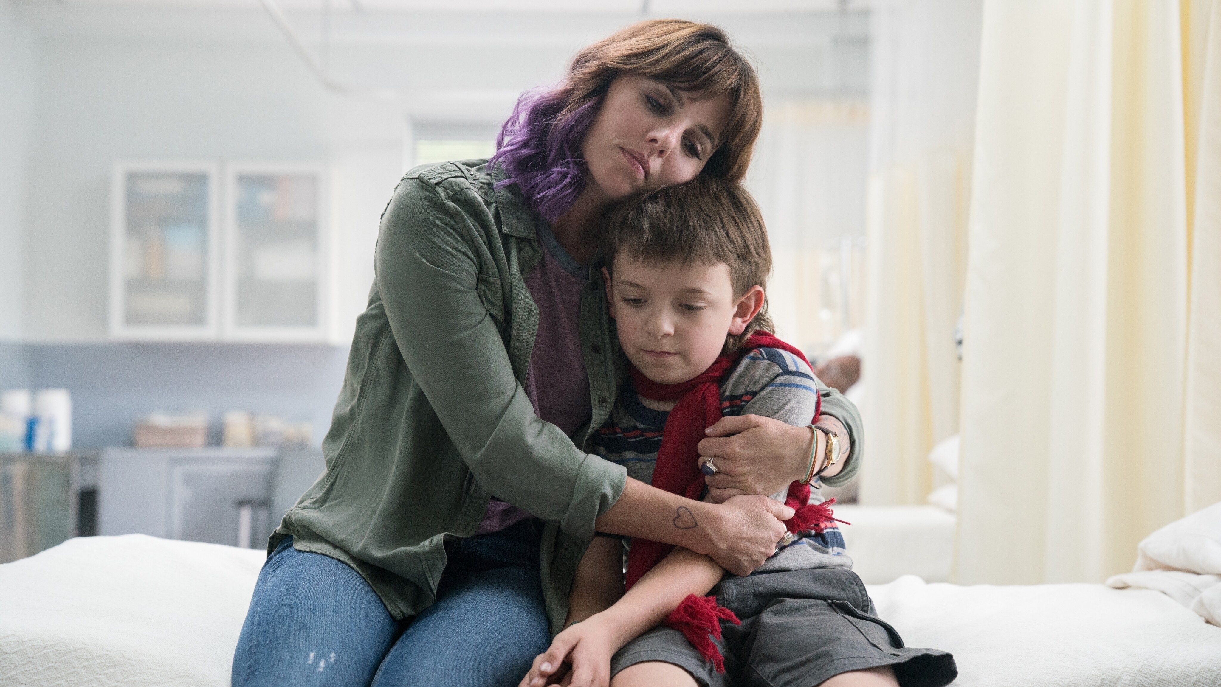 Patty Failure (Ophelia Lovibond) hugs her son Timmy Failure (Winslow Fegley)