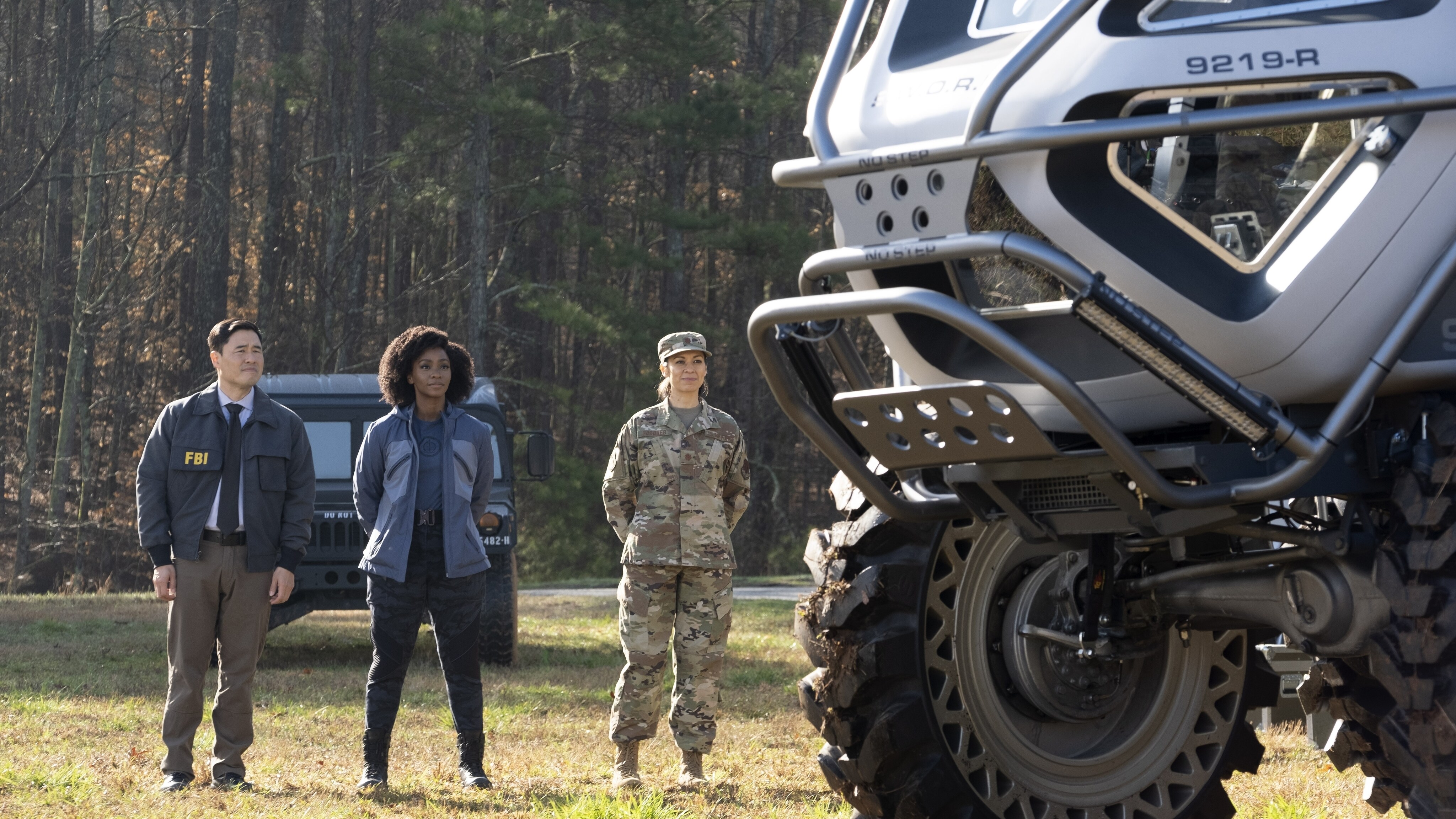 (L-R): Randall Park as Jimmy Woo and Teyonah Parris as Monica Rambeau in Marvel Studios' WANDAVISION exclusively on Disney+. Photo by Chuck Zlotnick. ©Marvel Studios 2021. All Rights Reserved.