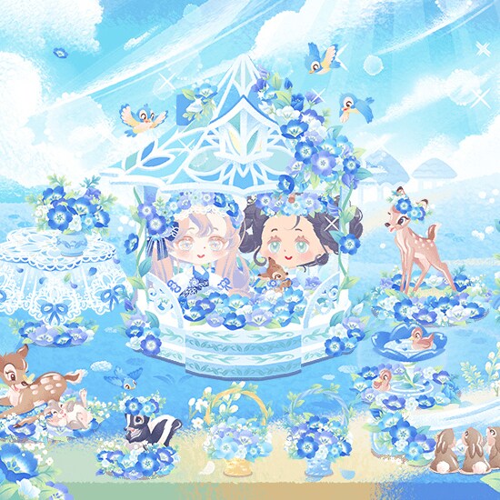 ディズニー マイリトルドール』ネモフィラの花畑で初夏の訪れを感じ