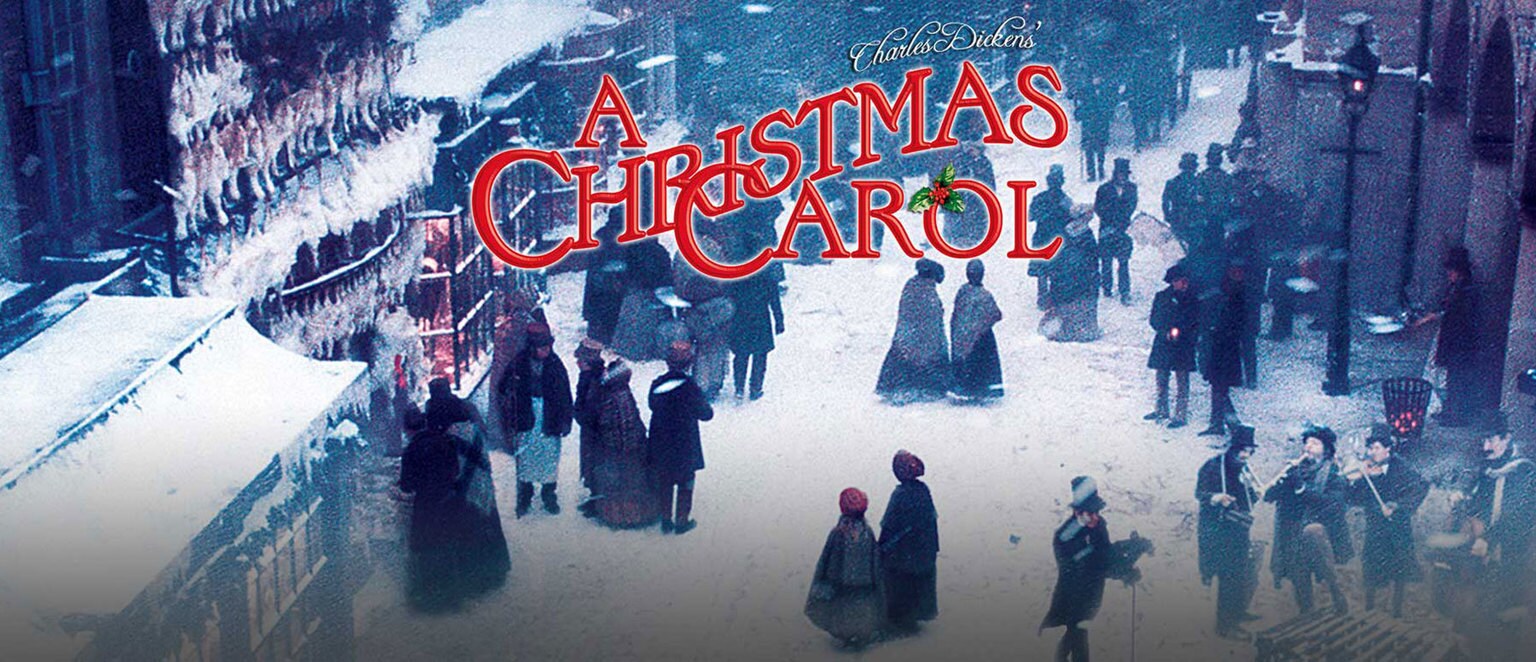 Characters outside in the snow from Charles Dickens' "A Christmas Carol" movie