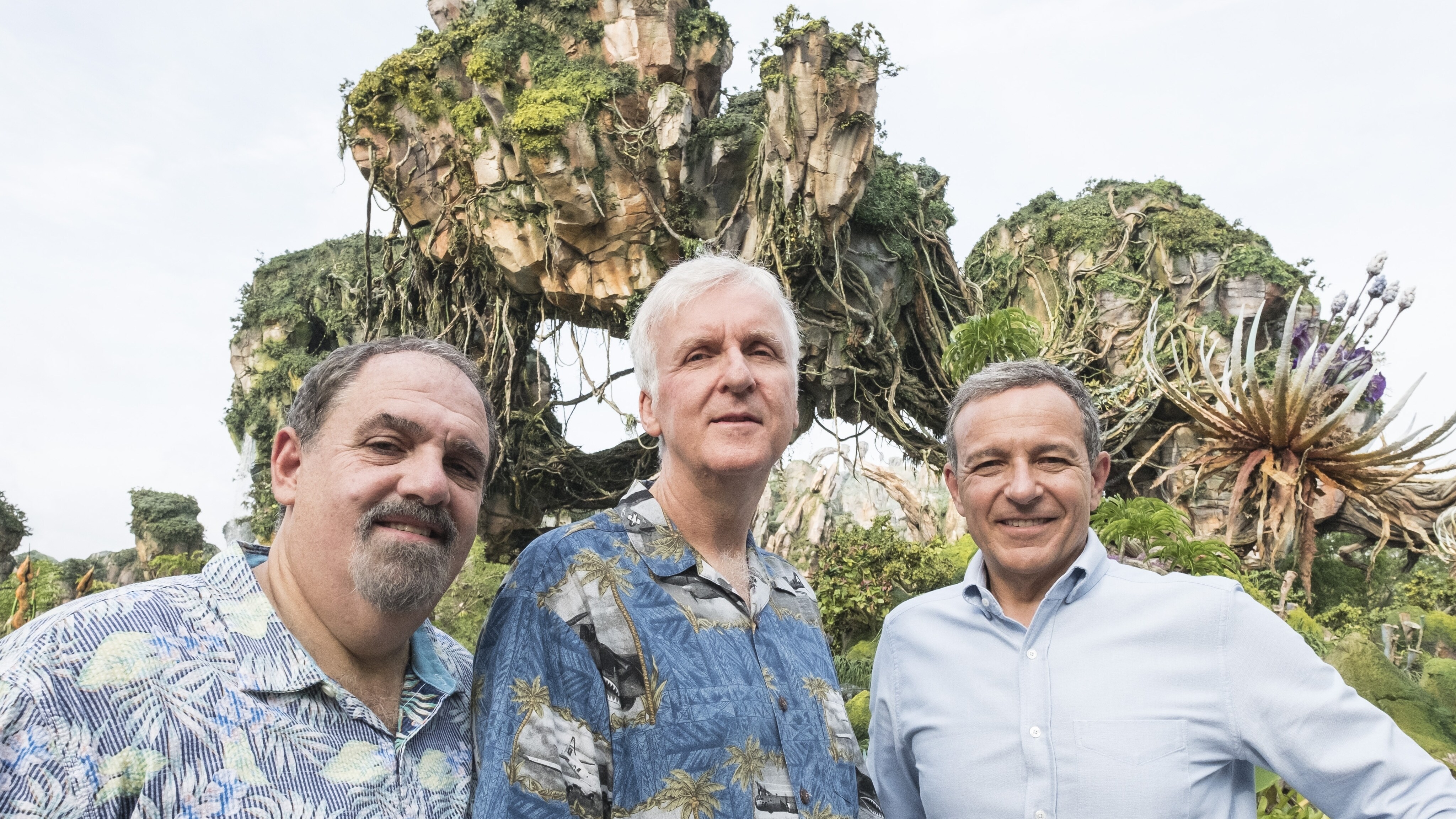 Jon Landau, James Cameron, and Bob Iger at the Opening of Pandora – The World of Avatar