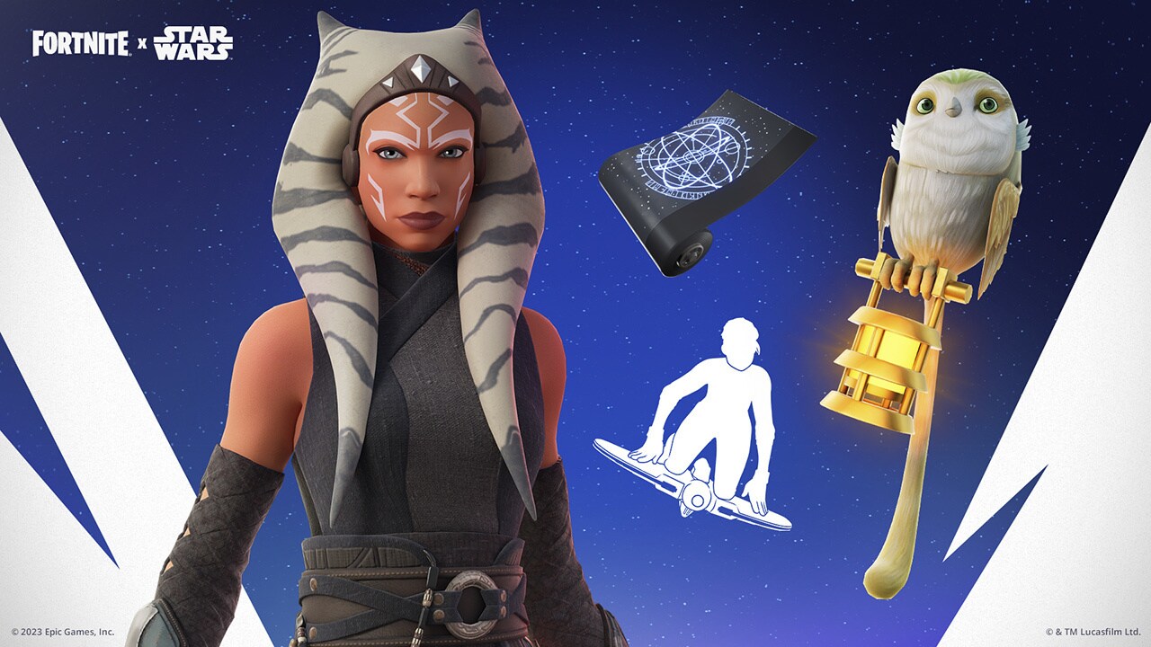 Ahsoka Tano and her accessories in Fornite