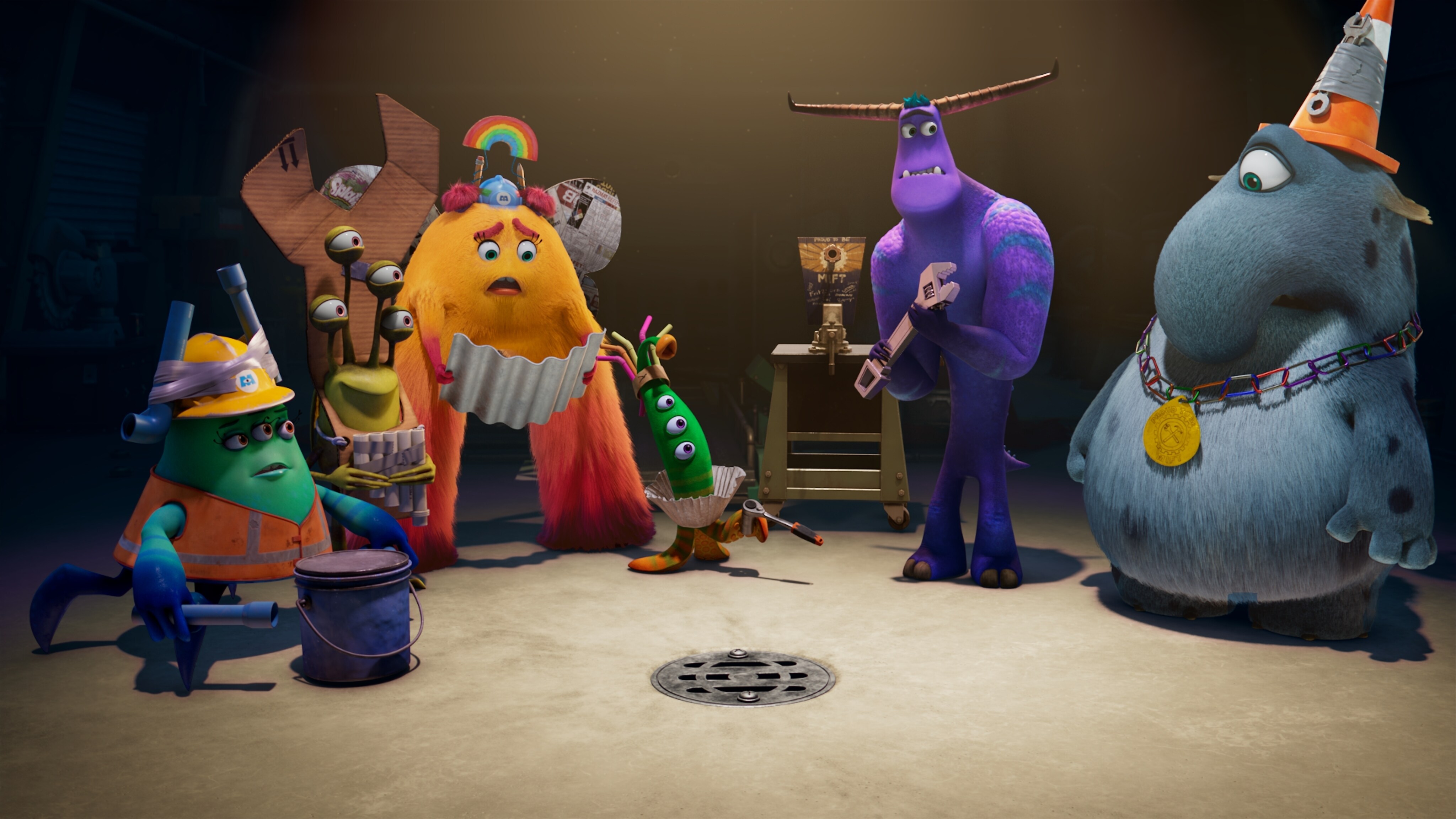 MONSTERS AT WORK - "Meet Mift" - When Tylor is initiated into MIFT during a bizarre ritual, he wants nothing more than to get away from his odd coworkers. But when an emergency strikes Monsters, Inc., MIFT kicks into action and Tylor develops a hint of respect for the misfit team. (Disney) CUTTER, DUNCAN, VAL, TYLOR, FRITZ