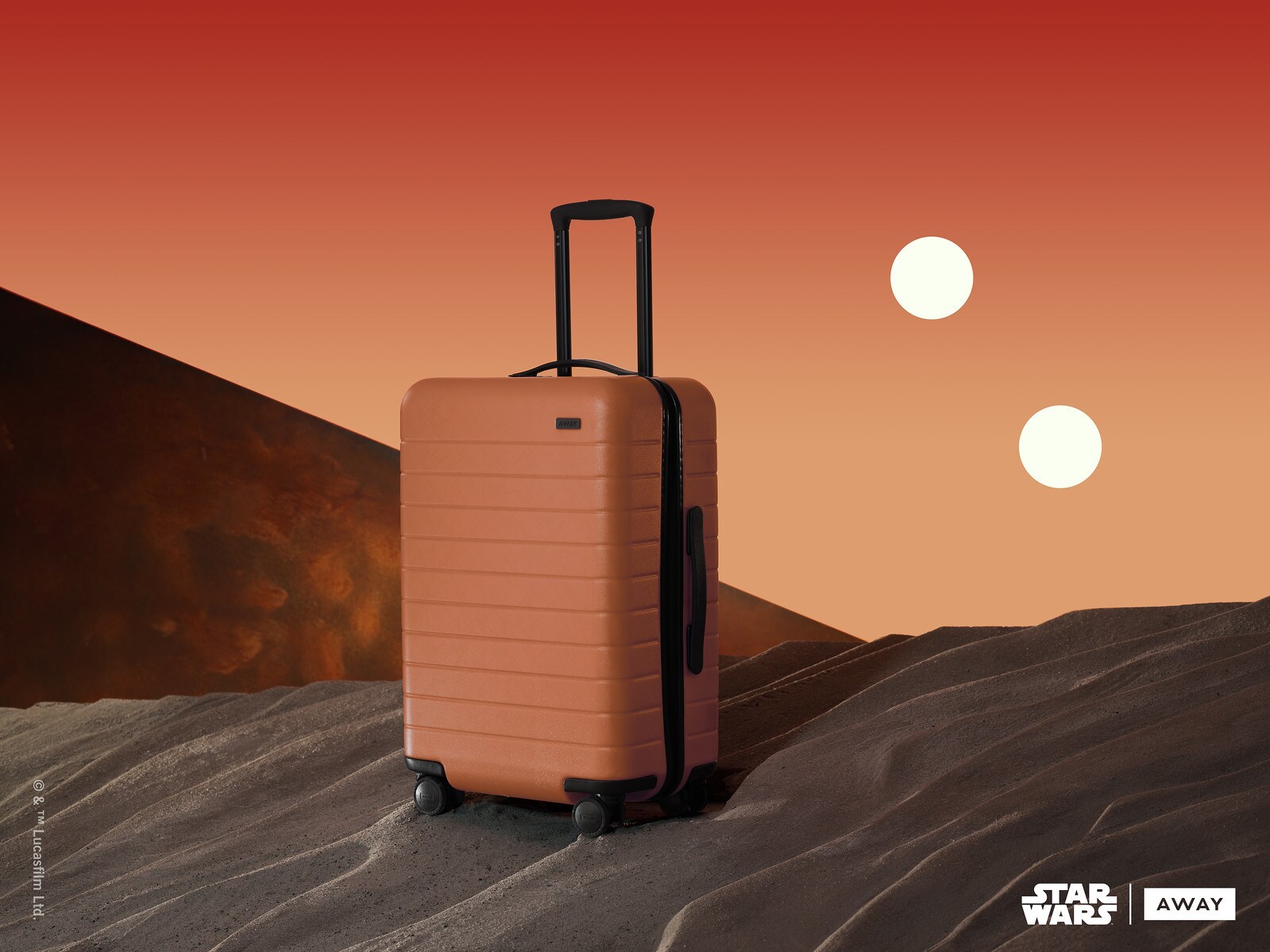 away orange suitcase