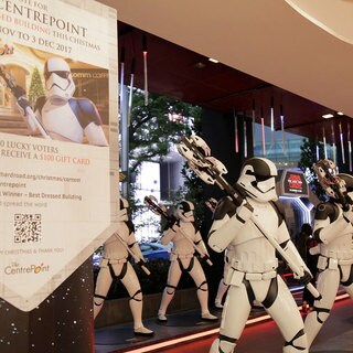 The Centrepoint in spectacular Star Wars: The last Jedi décor