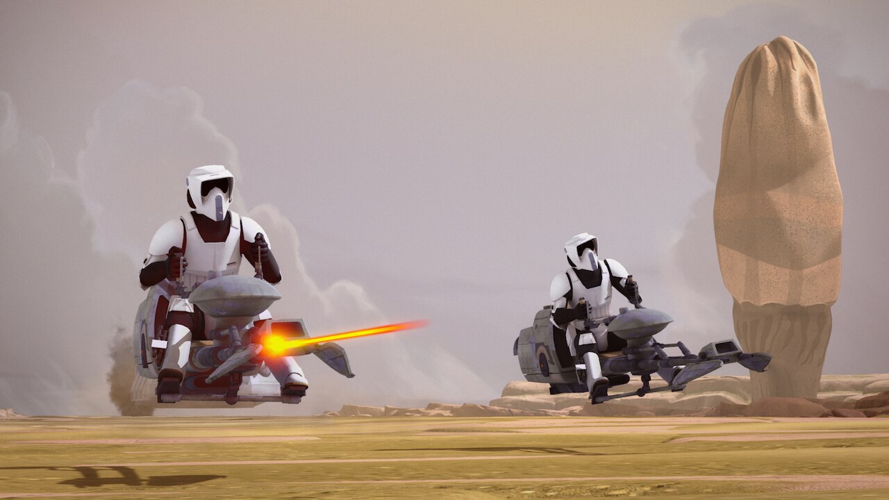 This episode marks the series debut of the Imperial scout trooper, known commonly as the biker sc...