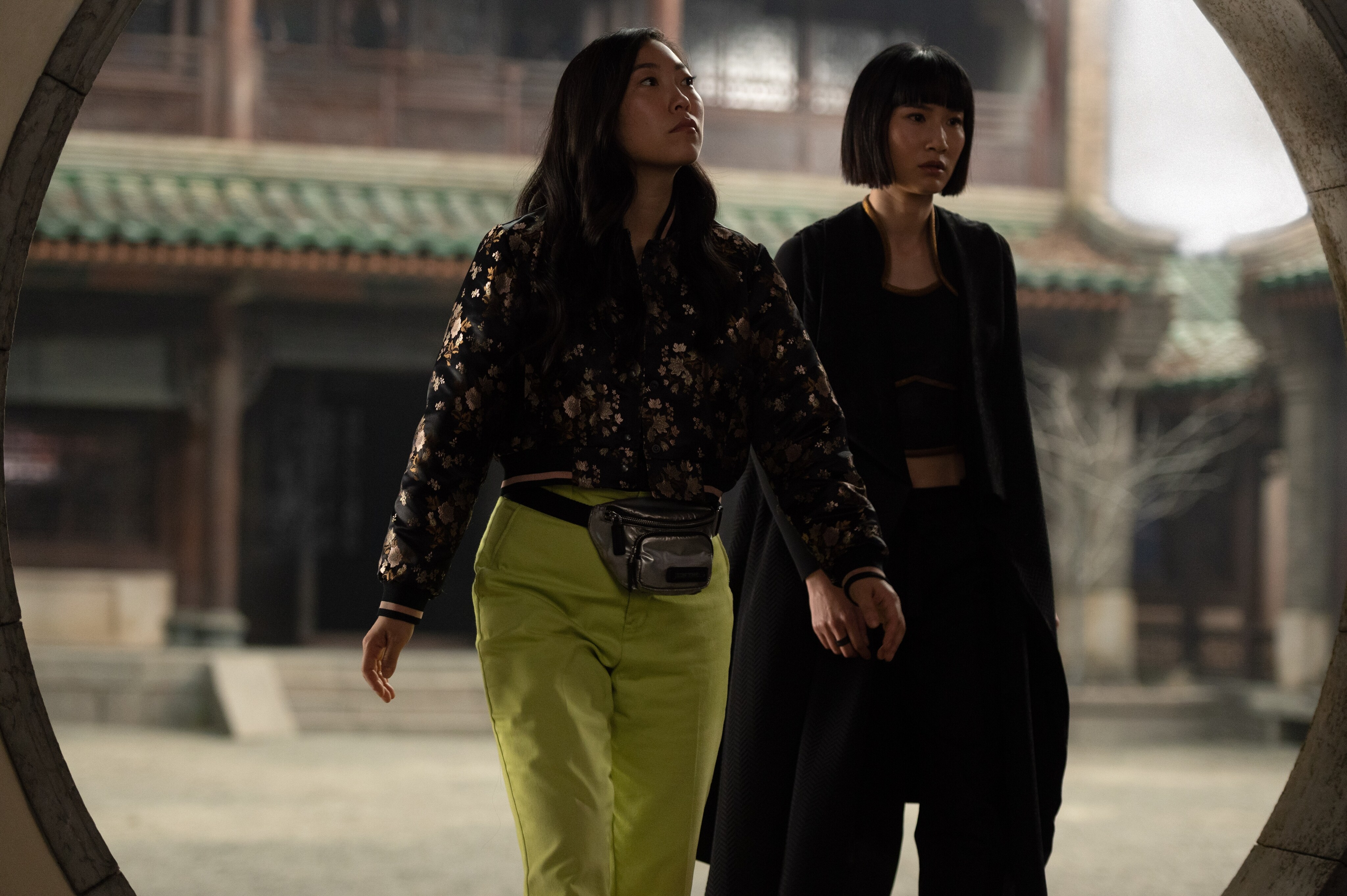 Awkwafina plays Katy and Meng'er Zhang plays Xialing in Marvel Studios' Shang-Chi and The Legend of The Ten Rings