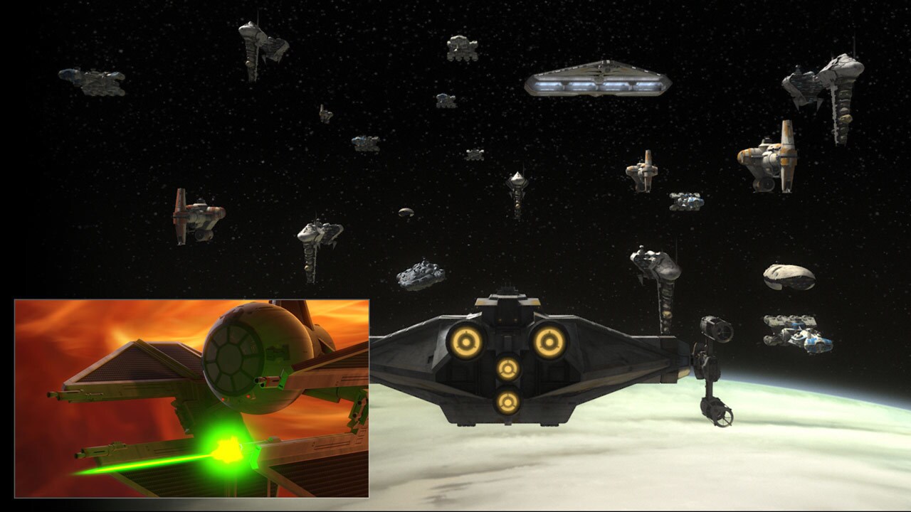 This episode marks the series debut of a Mon Calamari cruiser, a Nebulon-B frigate, and at long l...