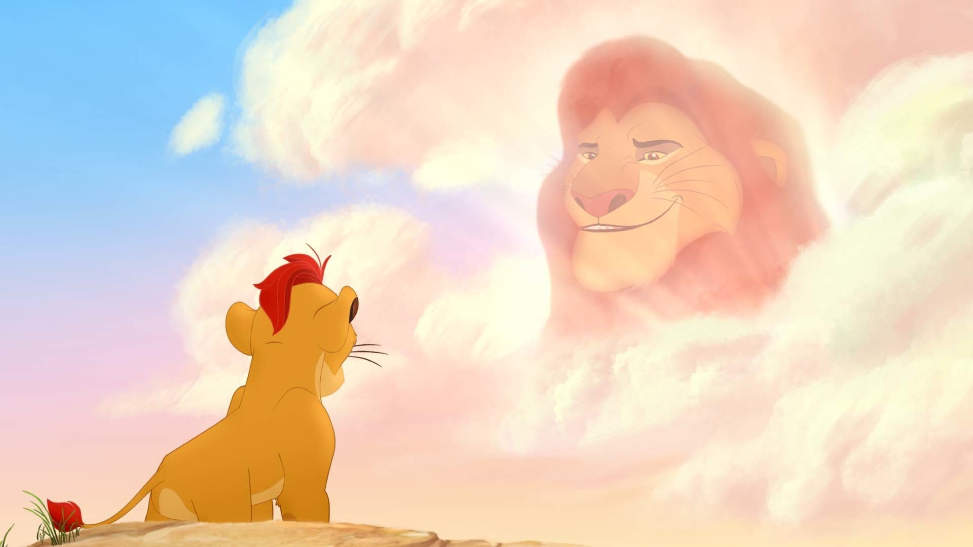 Kion seeks advice from his grandfather Mufasa. From the movie "The Lion Guard: Return of the Roar"