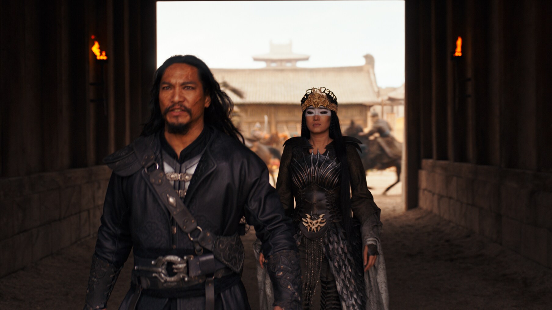 Disney's MULAN..L to R: Bori Khan (Jason Scott Lee) and Xianniang (Gong Li)..Photo: Film Frame..© 2019 Disney Enterprises, Inc. All Rights Reserved.