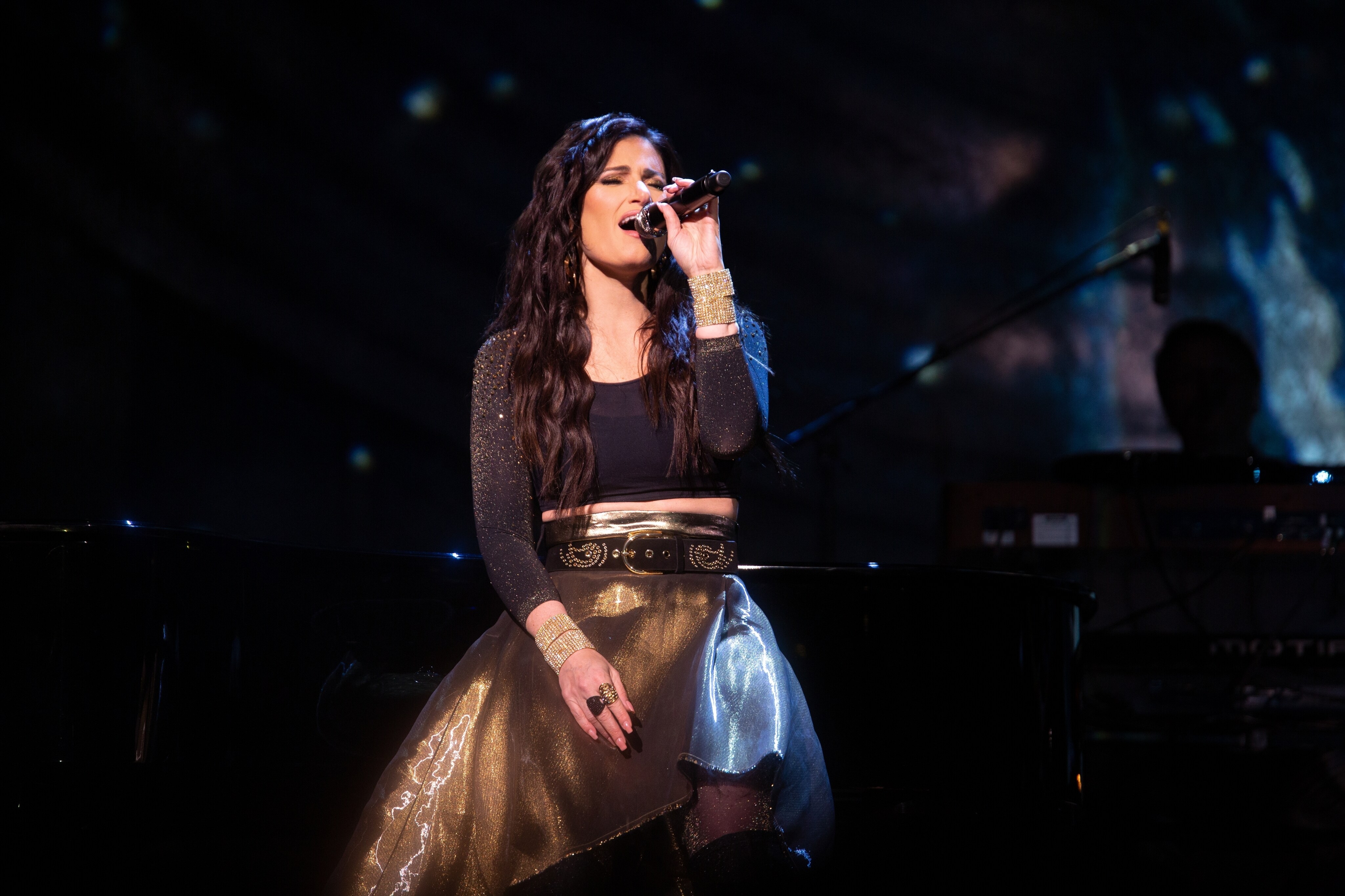 Idina Menzel sings on stage