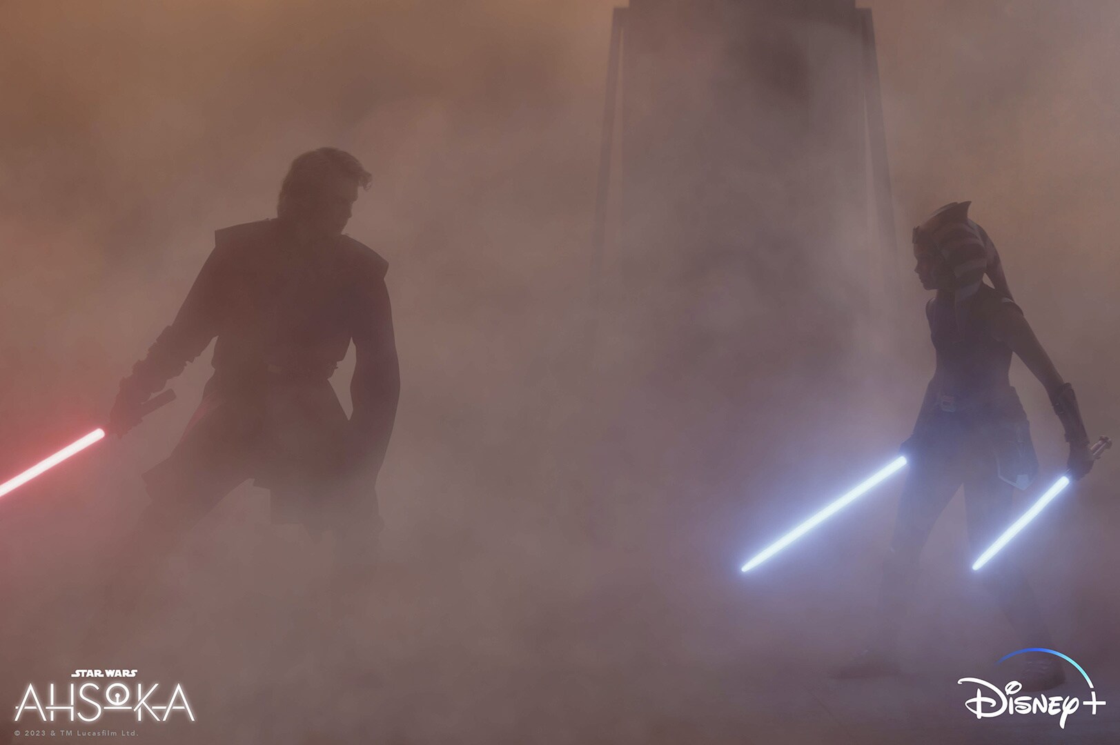 Ahsoka and Anakin in battle