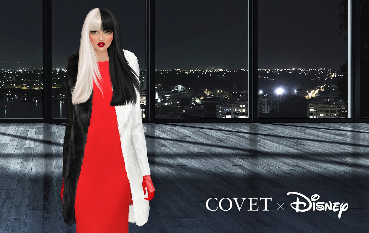 A different outfit look for Cruella de Vil from Covet x Disney