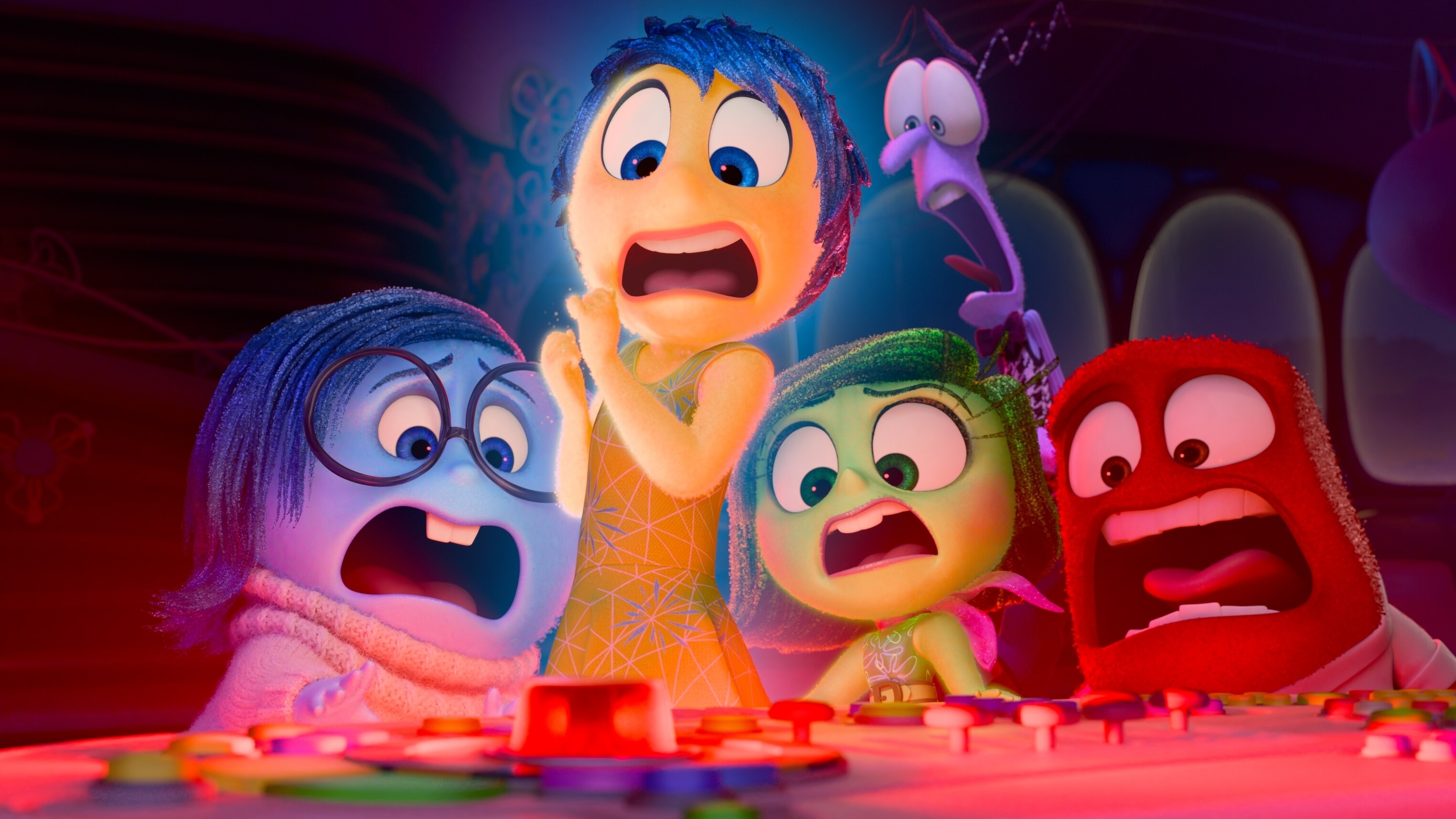 WHAT IS HAPPENING? – In Disney and Pixar’s “Inside Out 2,” Joy (voice of Amy Poehler), Sadness (voice of Phyllis Smith), Anger (voice of Lewis Black), Fear (voice of Tony Hale) and Disgust (voice of Liza Lapira) are awakened to an alarming reality: everything is changing now that Riley is 13. Directed by Kelsey Mann and produced by Mark Nielsen, “Inside Out 2” releases only in theatres June 14 2024. © 2023 Disney/Pixar. All Rights Reserved.