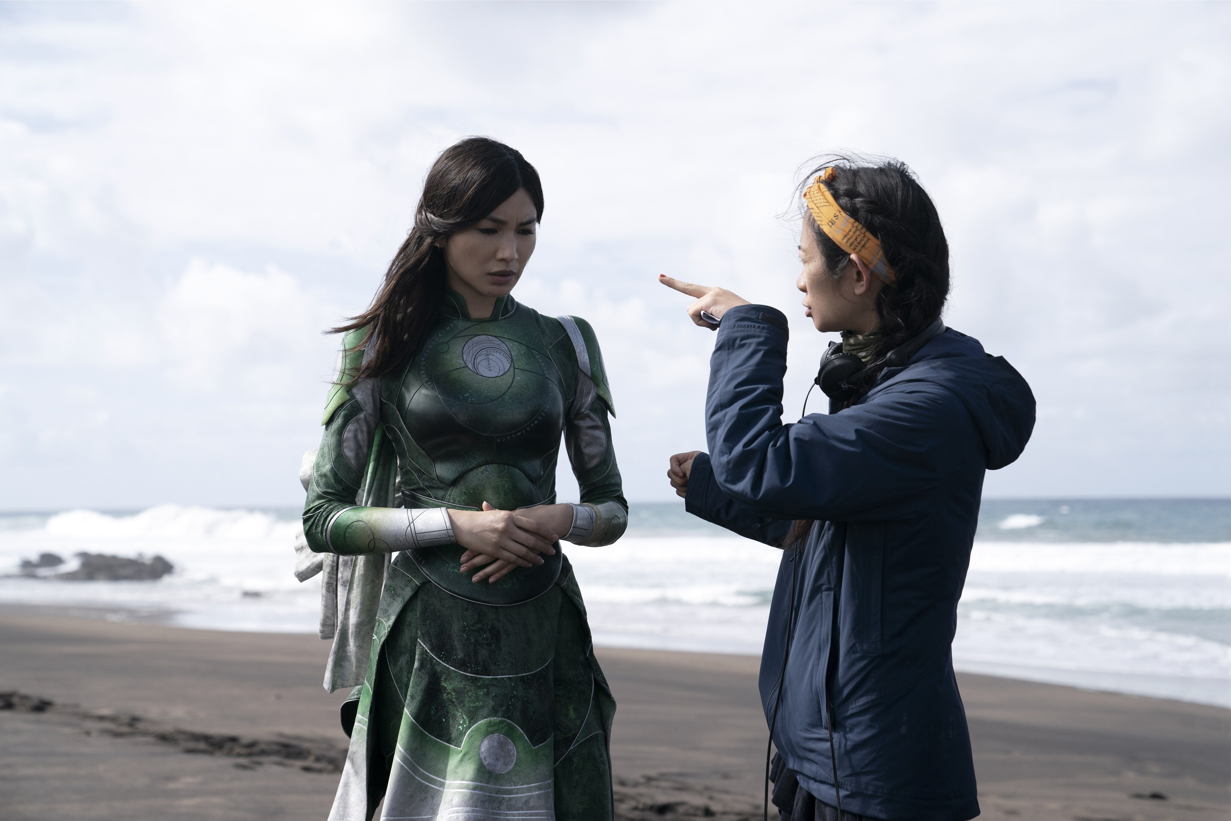 Chloé Zhao directs Gemma Chan in Marvel Studios' Eternals