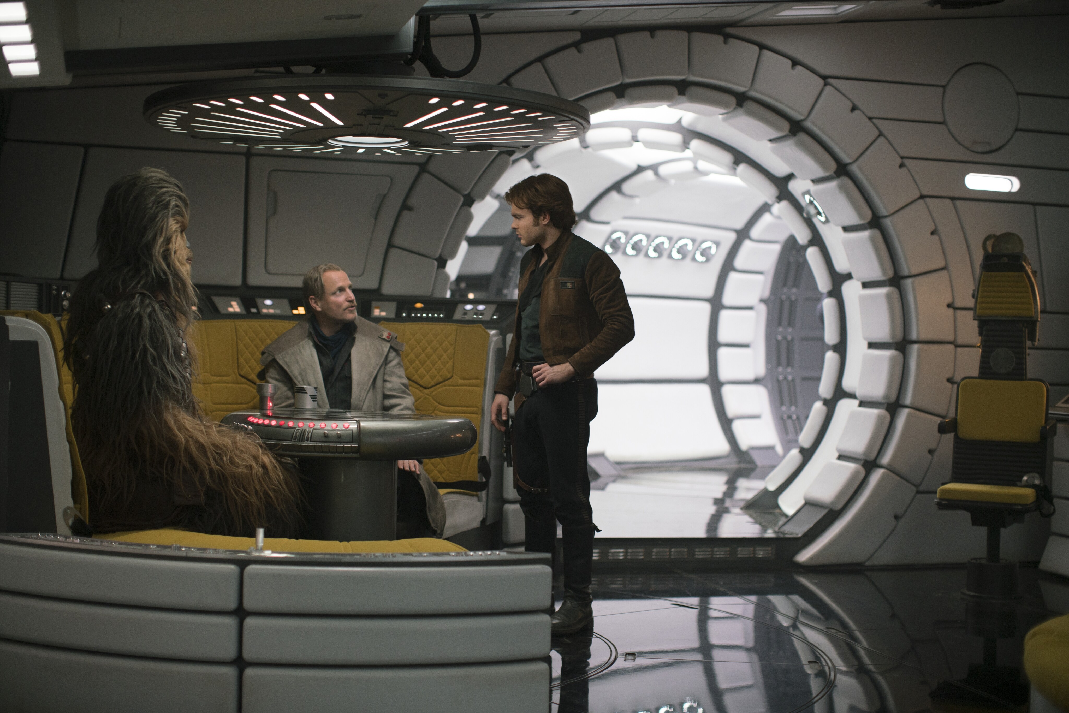 Han, Chewie on the Falcon