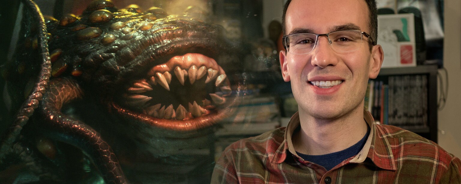 ILM Research and Development engineer Noah Lockwood and a rathtar.