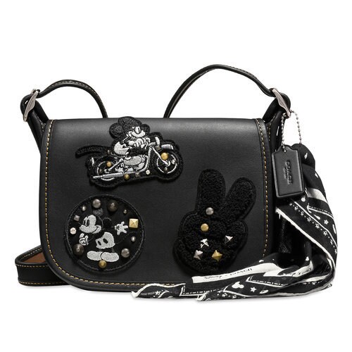Mickey Mouse Patch Patricia Leather Saddle Bag by COACH - Black | shopDisney
