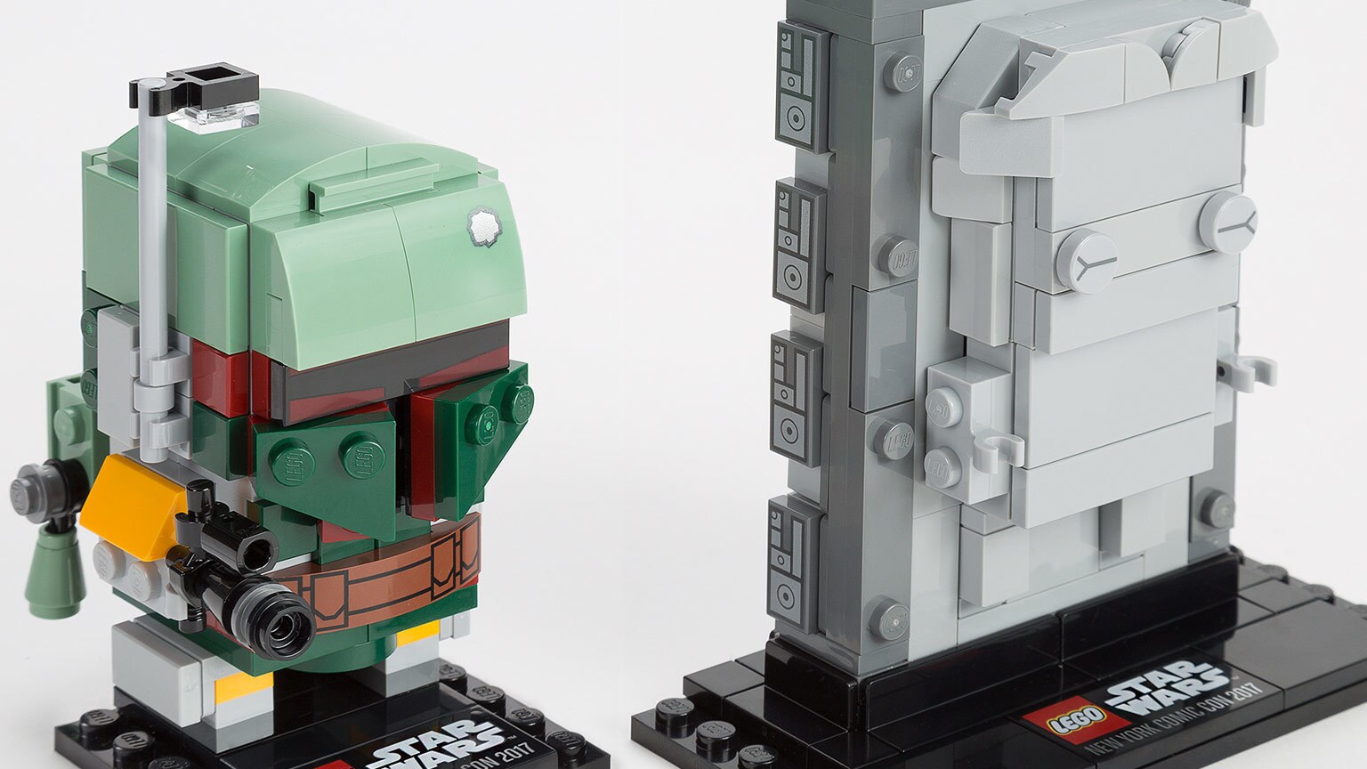 We Love the LEGO Boba Fett and Han Solo in Carbonite BrickHeadz NYCC Exclusive