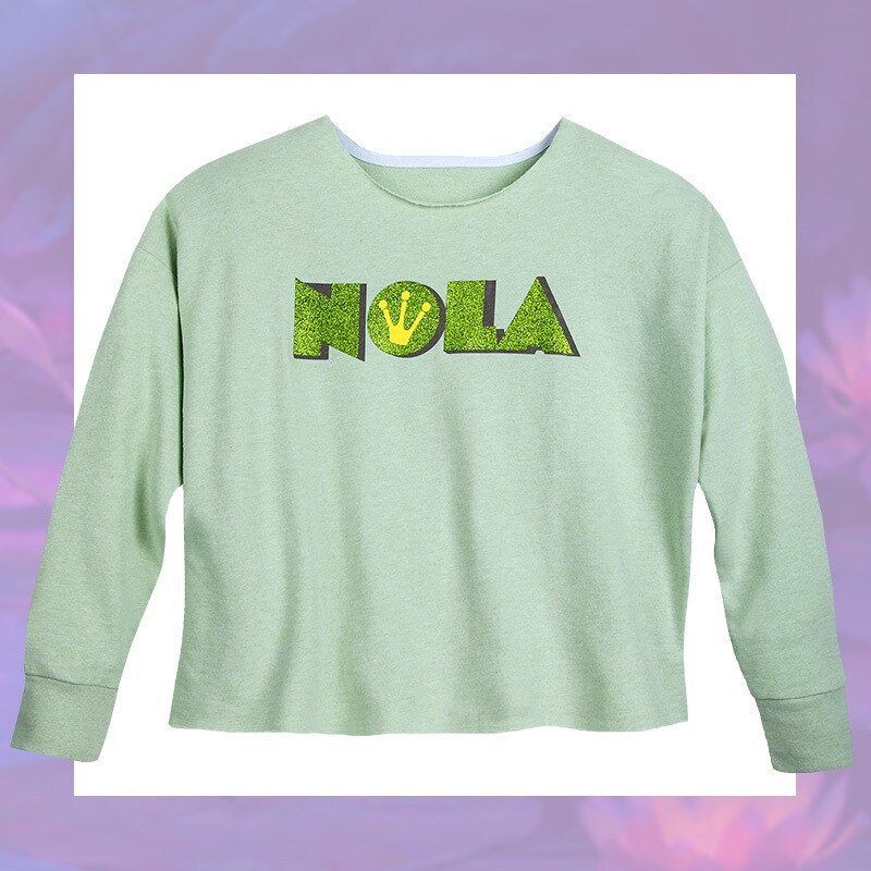 "Nola" print, green crop sweatshirt 