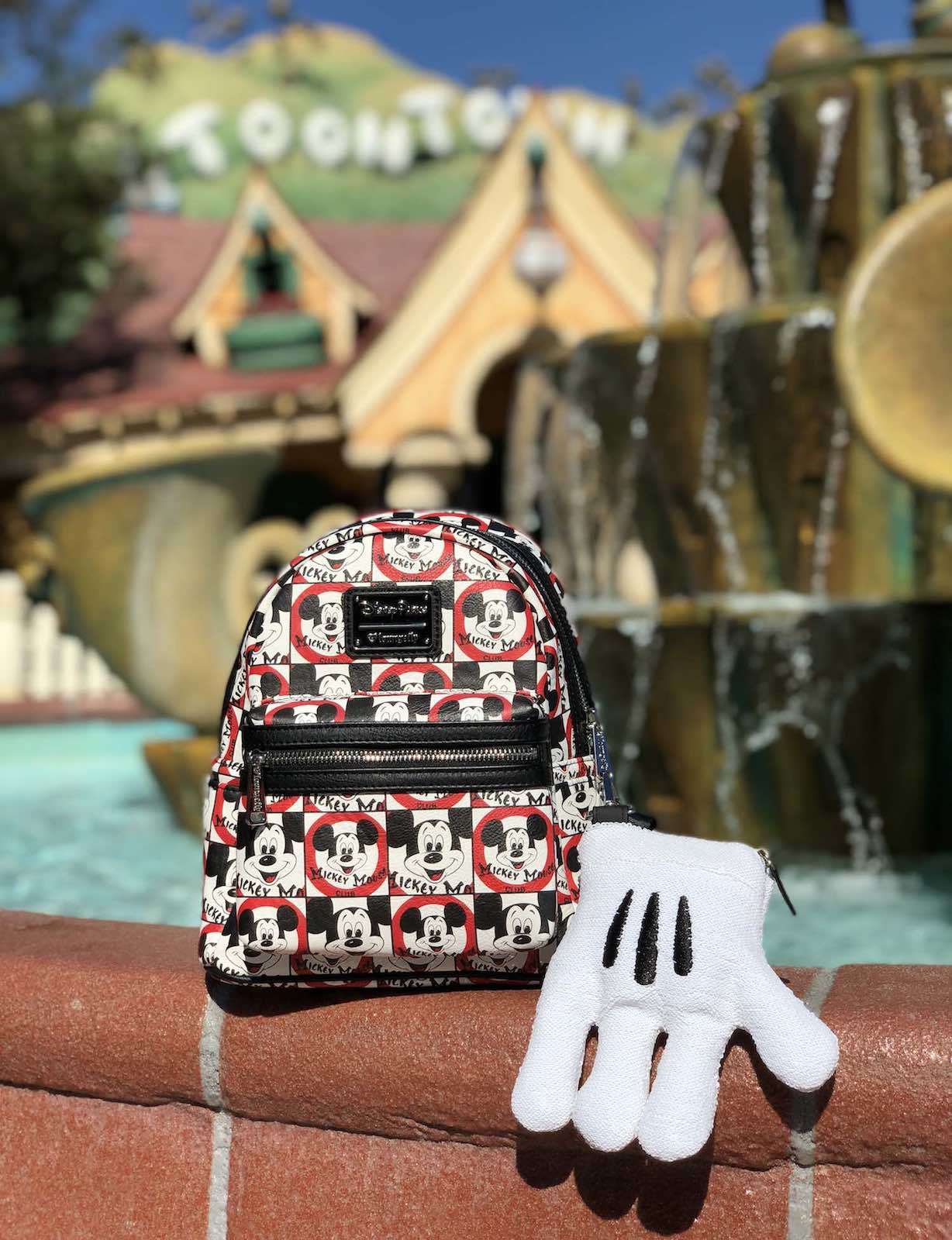 backpack and glove from the Mickey Mouse Club collection