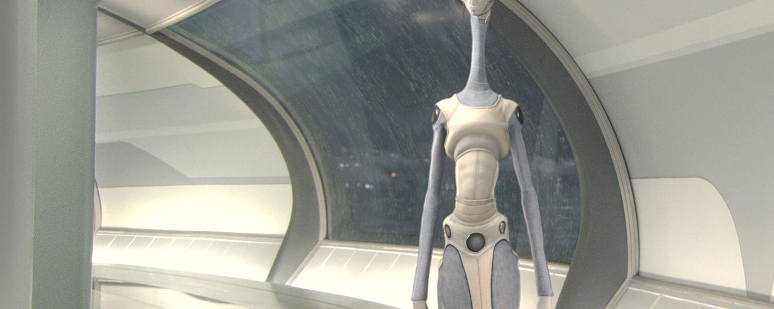 A Kaminoan, from Star Wars: Attack of the Clones.