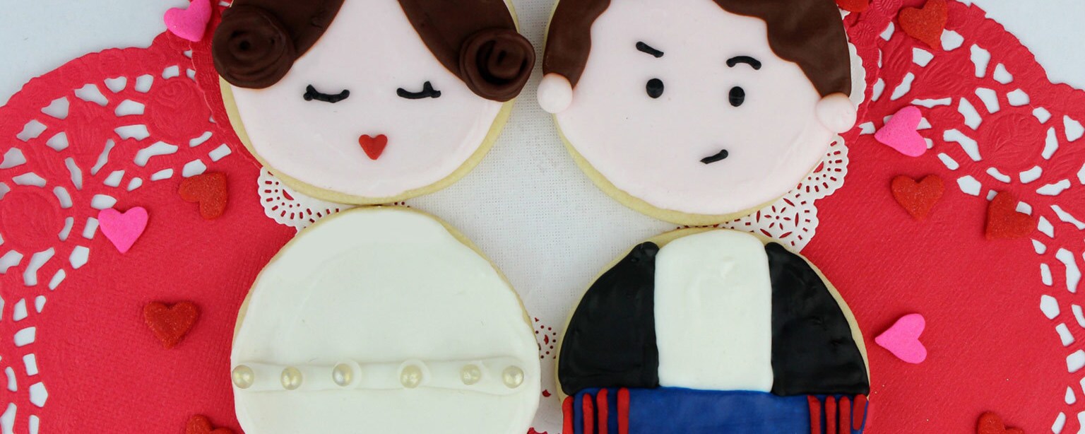 Han and Leia Valentine's Day Cookies for the Scoundrel or Princess in Your Life