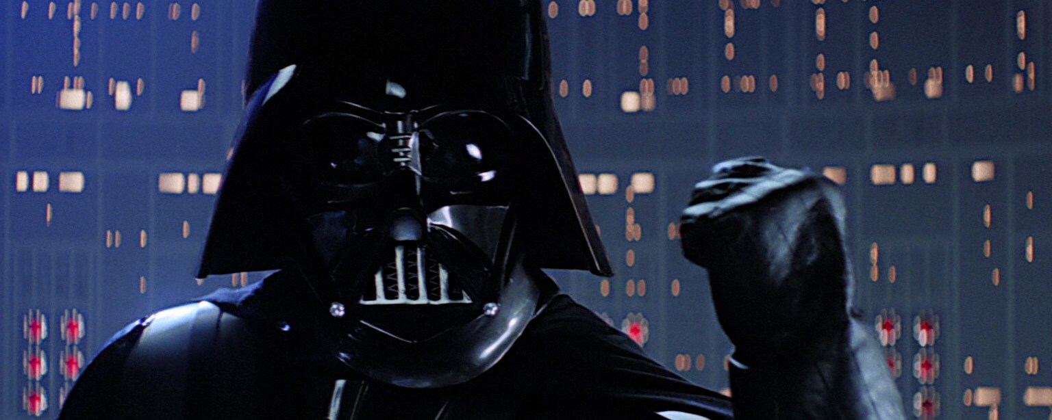 Darth Vader clenches his fist in The Empire Strikes Back.