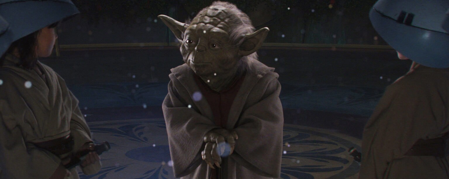Yoda instructs young Jedi padiwans.